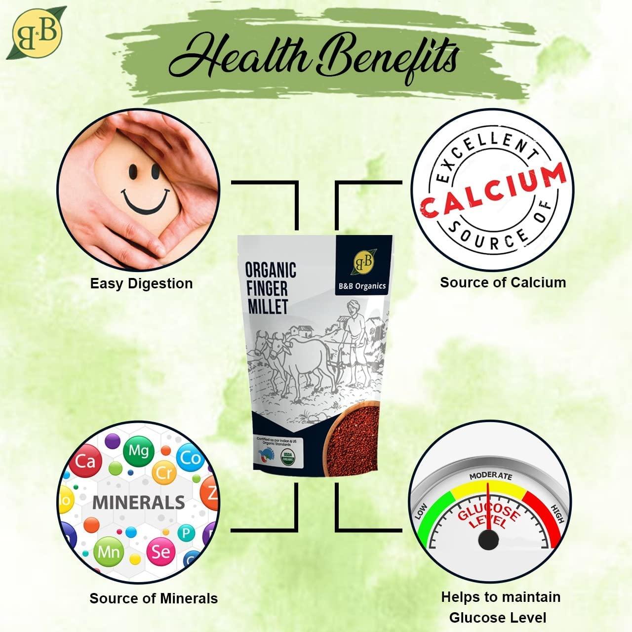 B&B Organics Finger Millet (Ragi) (500 g / 1.1 pound) (Indian Millet