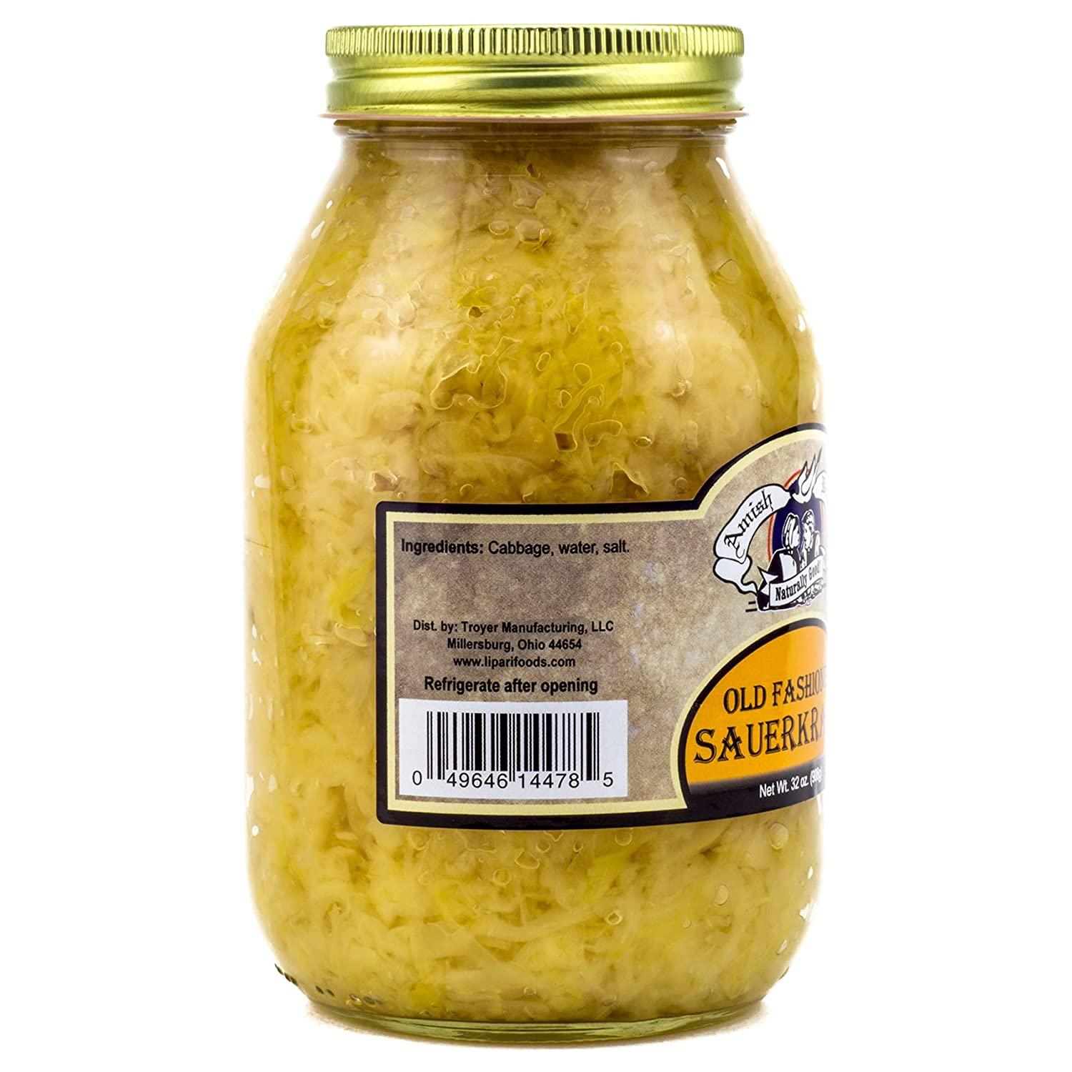 Amish Wedding Old Fashioned Sauerkraut, 32 Ounce Glass Jar