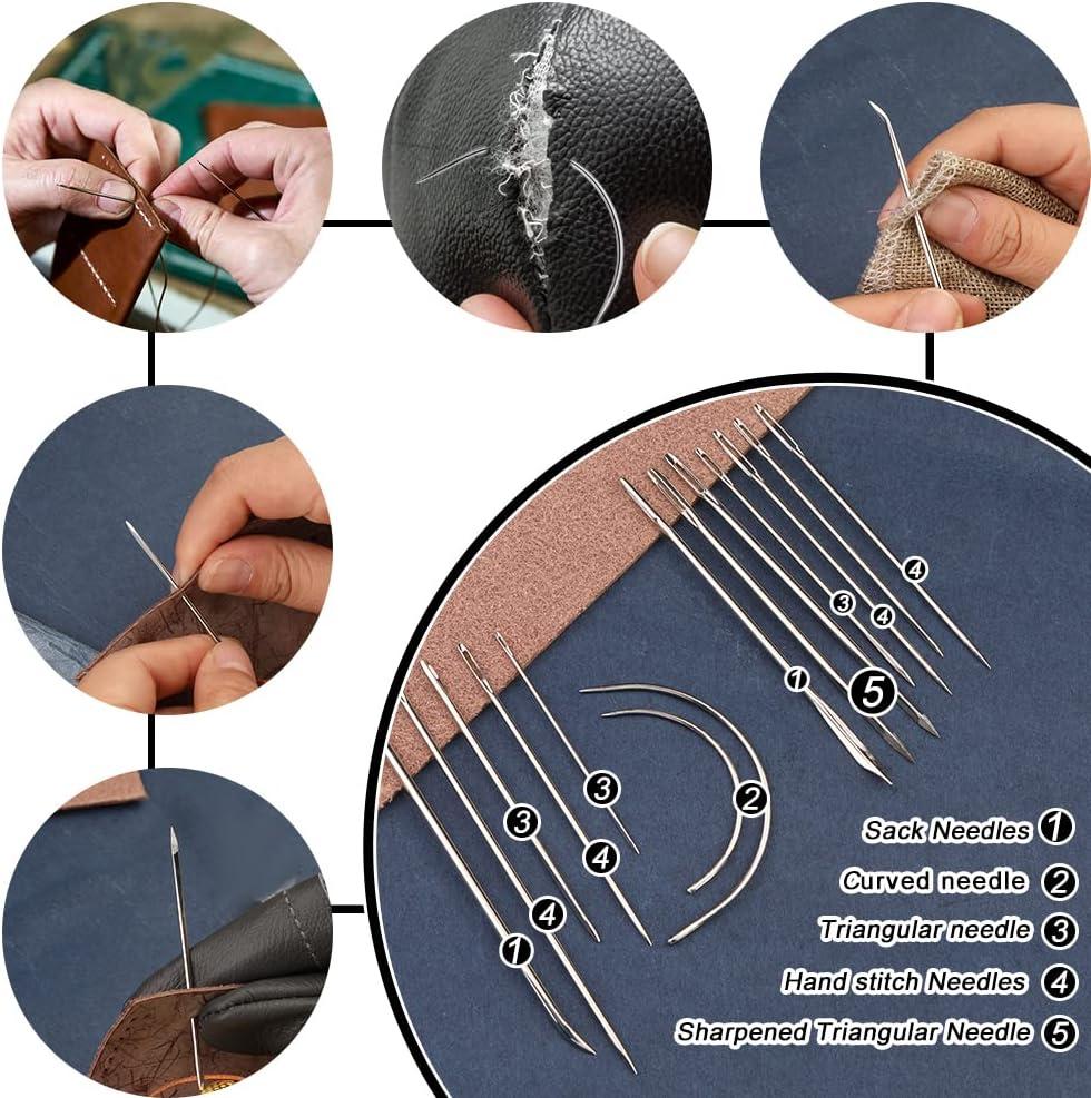 Kit 25 Pezzi Per Cucito A Mano In Pelle XLX | Attrezzi Per Pelletteria Fai Da Te | Aghi, Lesine, Filo Cerato E Scanalatore
