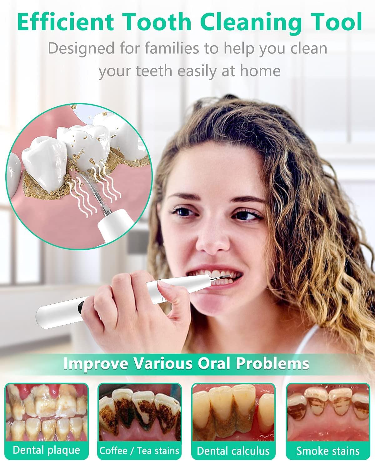 Ultrasonic Tooth Cleaner Plaque Remover with LED and 3 Modes Safe