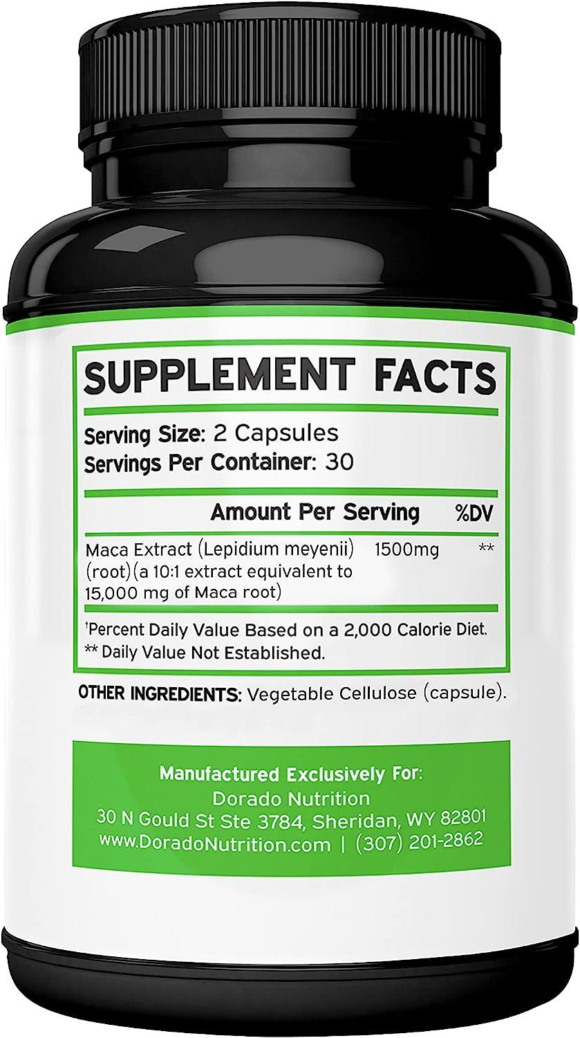 Maca Root Capsules for Men & Women 15,000mg Extract Equivalent and