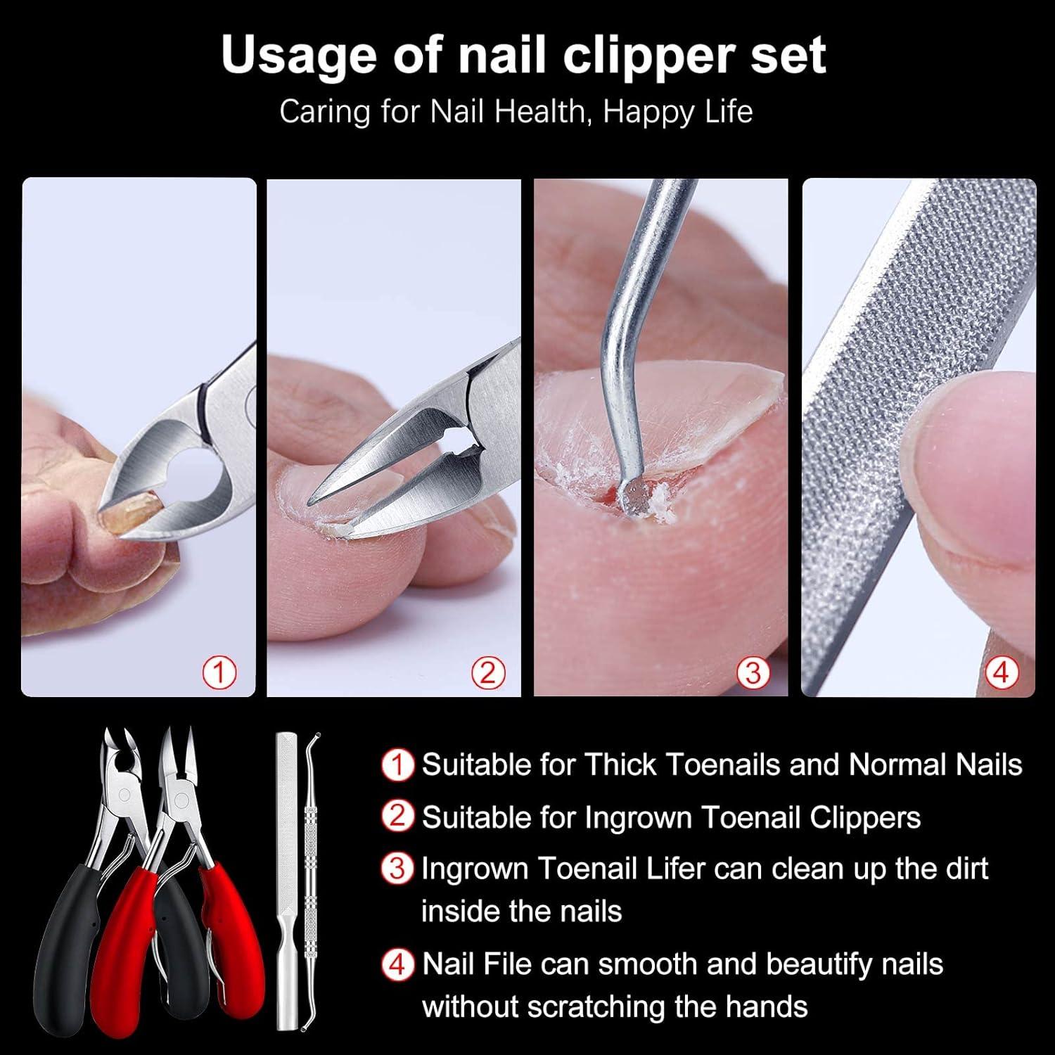 Biufesrst Toe Nail Clippers Toenail Clippers for Seniors Thick Toenails  Ingrown Toenails Professional Nail Clippers for Men Adult Heavy Duty Sharp  Curved Blades Long Handle