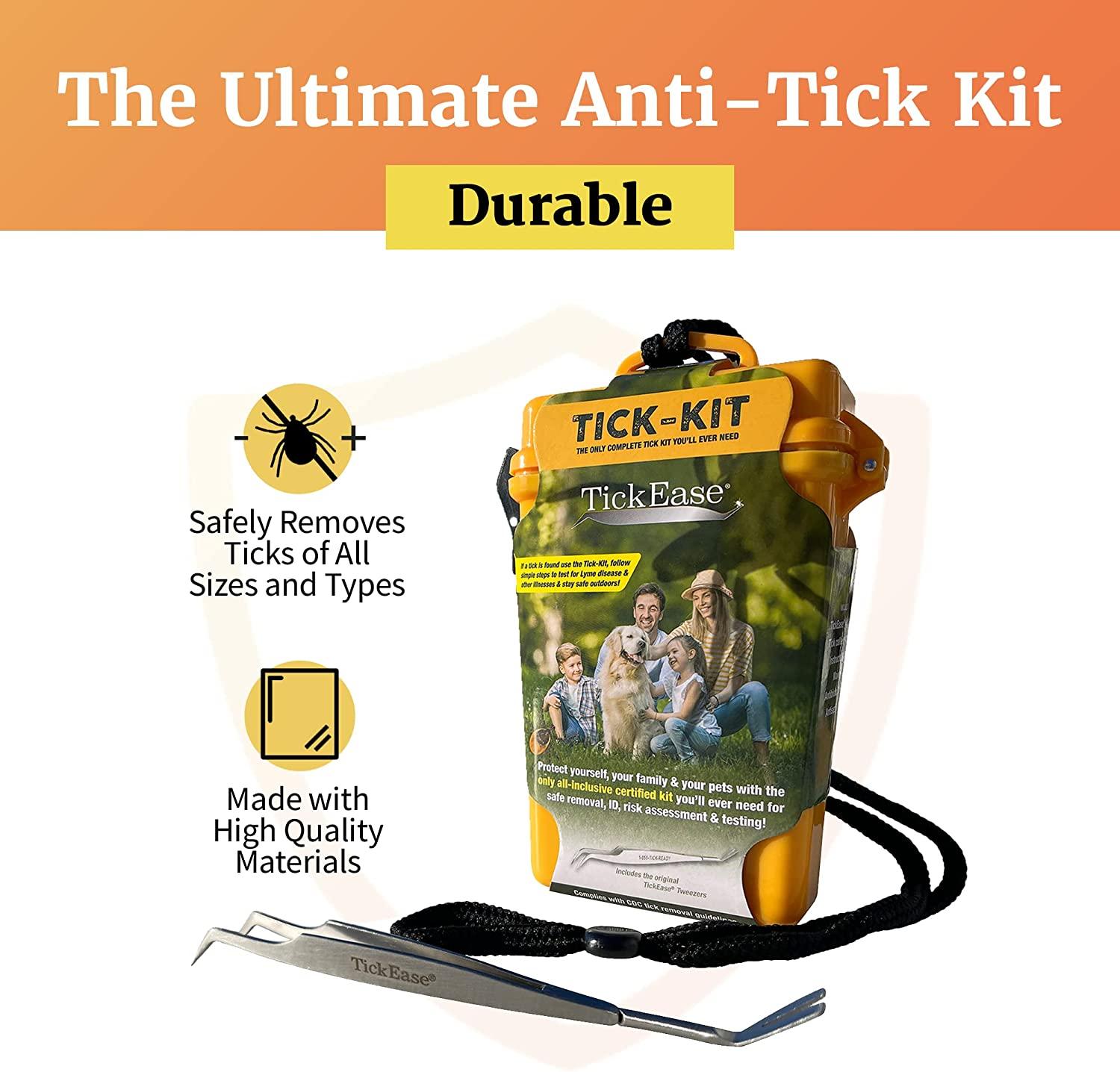 TickEase Tick Removal Kit for Humans & Pets Tick Tweezers, Magnifier