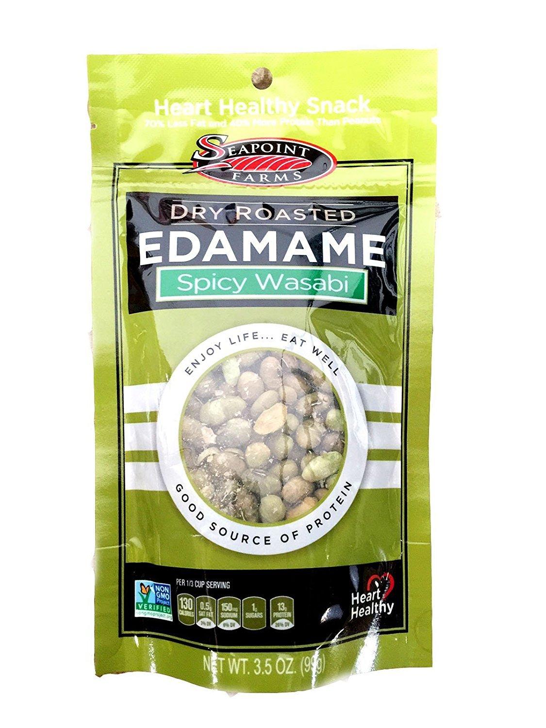 Seapoint Farms Dry Roasted Edamame, Wasabi, Pouches, 3.5 oz, 3 pk