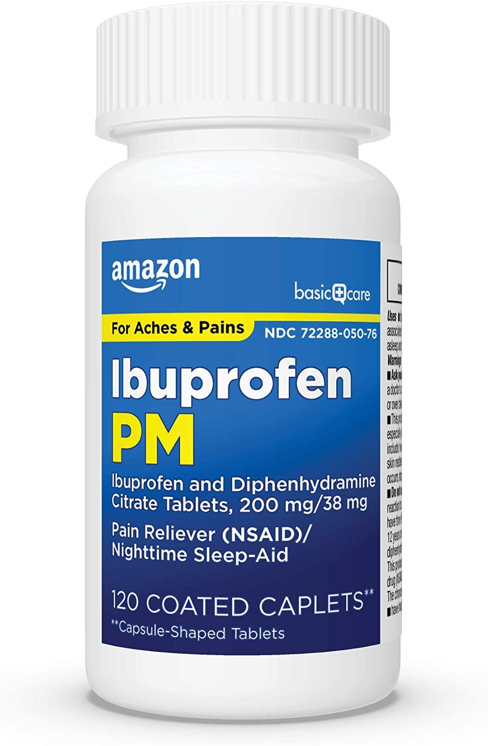 Amazon Basic Care Ibuprofen PM, Ibuprofen and Diphenhydramine Citrate