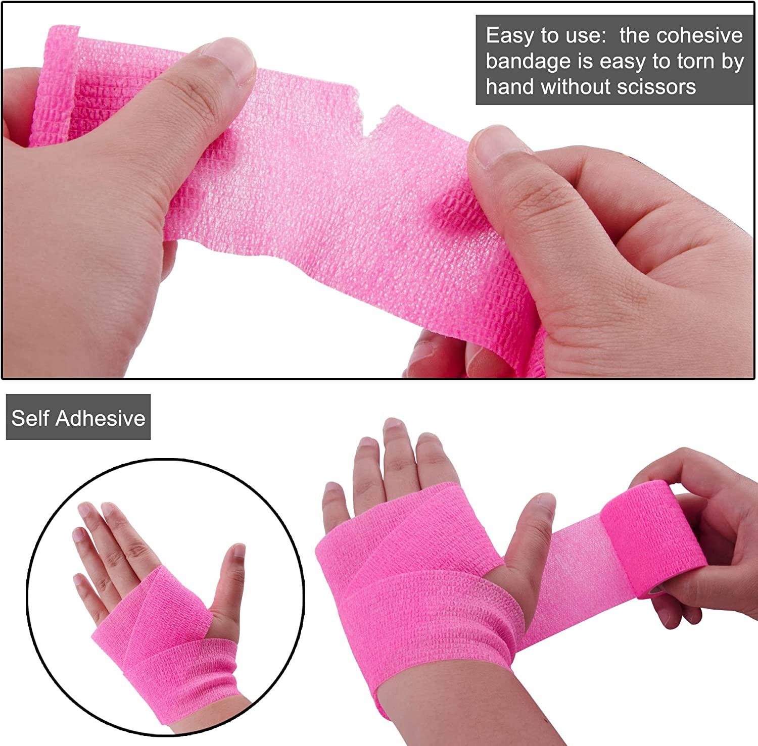 BQTQ 30 Rolls Self Adhesive Bandage Wrap Pink Adhesive Wrap 2 inch Self