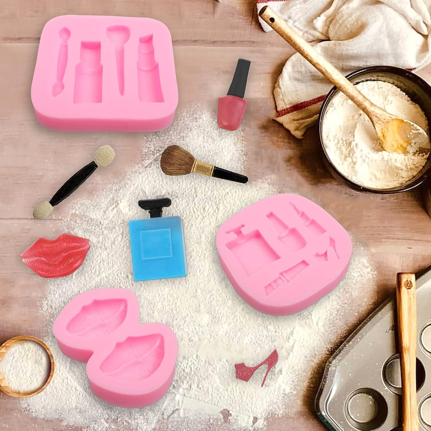 Makeup Chocolate Silicone Molds 4 Pcs Kiss Lipstick Perfume High Heels Mold  Fondant for Cake Decoration Candy Cupcake Topper Polymer Clay Crafts  Cosmetic Mold
