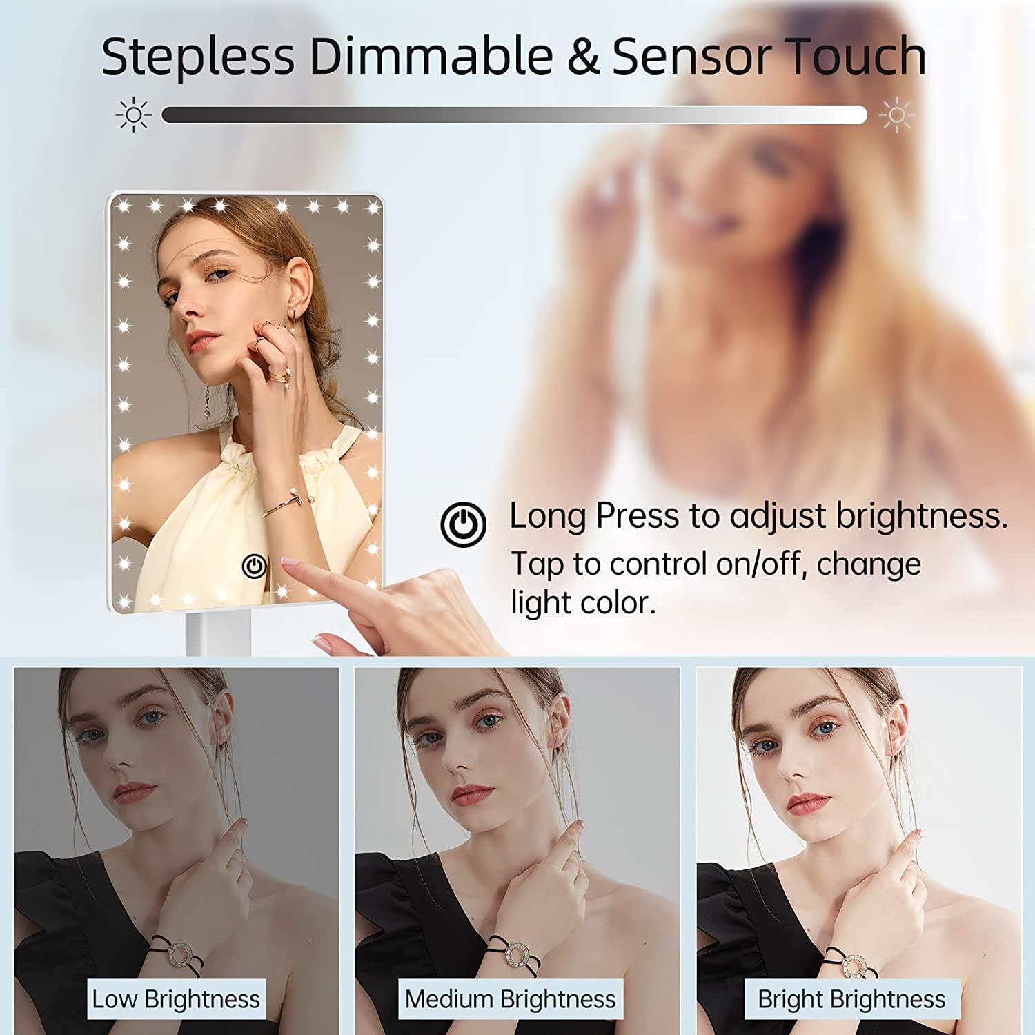 Lighted Makeup Vanity Mirror with Phone Holder,Makeup Mirror with