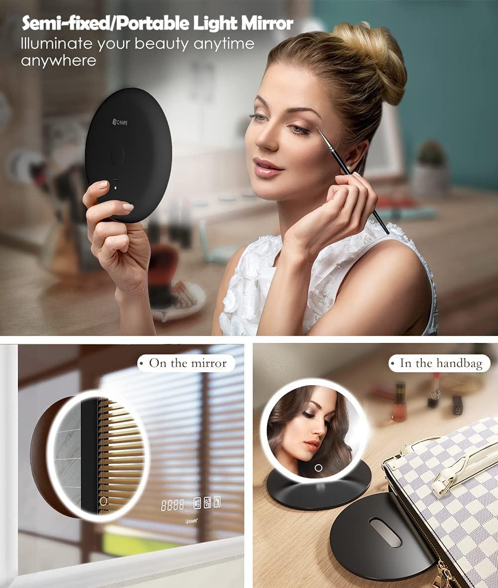 2.5X Magnifying Makeup Mirror, 6 Inch Vanity Mirror with LED Lights, 3