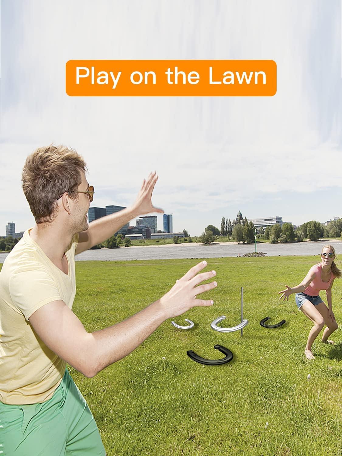 NQV Horseshoe Outside Game,Horse Shoe Game Kit,Horseshoe Set on Lawn