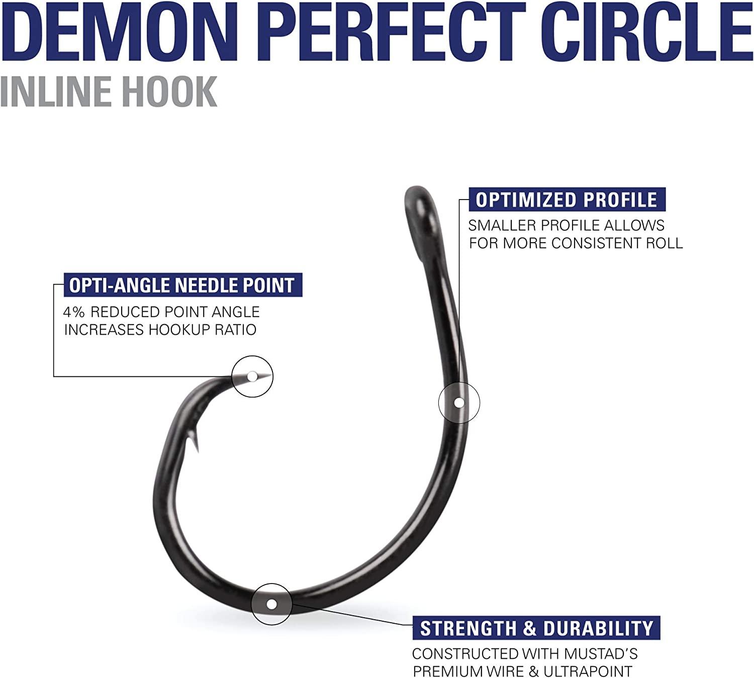Mustad UltraPoint Demon Wide Gap Perfect in-Line Circle 1 Extra Fine Wire  Hook | For Catfish, carp, bluegill to Tuna | Saltwater or Freshwater  Fishing