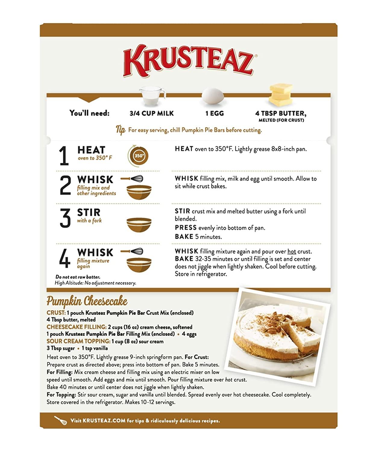 Krusteaz Pumpkin Pie Bar Mix Real Pumpkin Gingerbread Crust