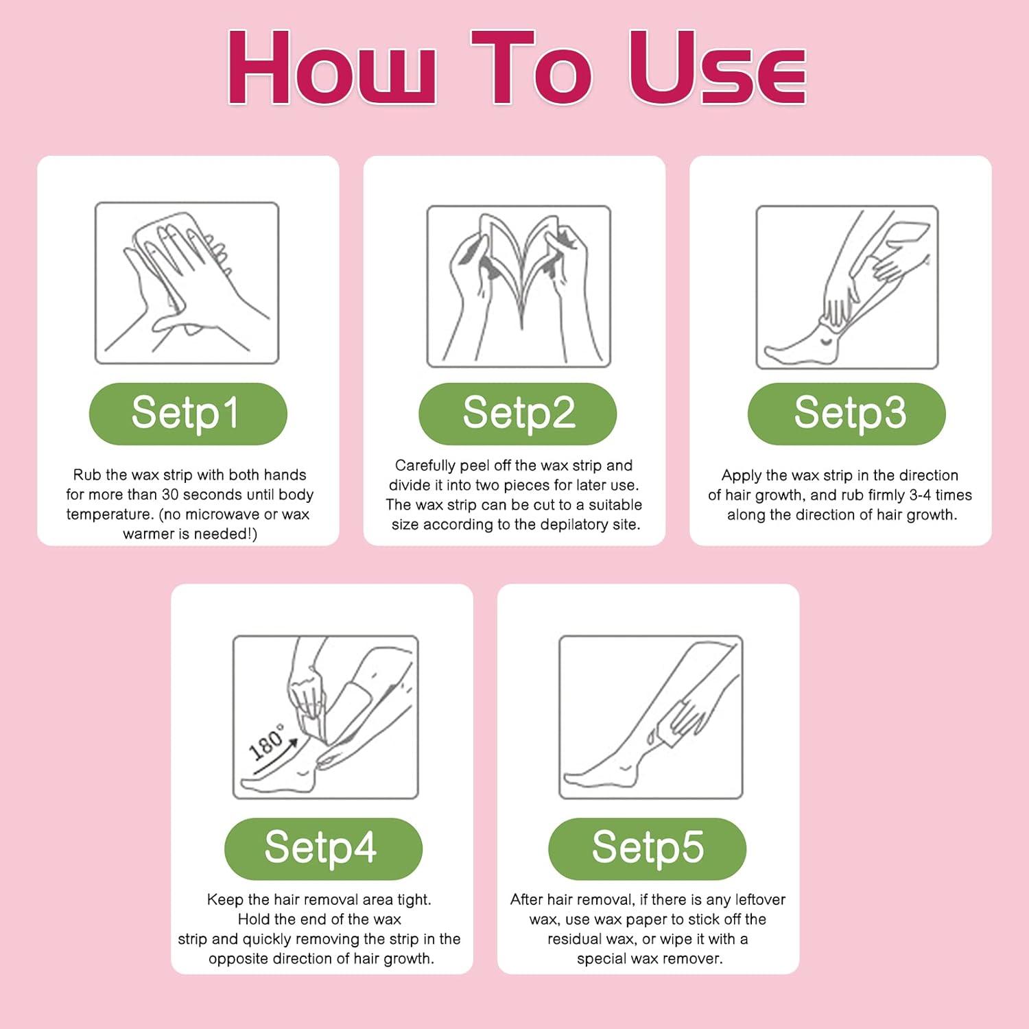 Zimtty Wax Strips 72 Count AtHome Hair Removal Kit for Women & Men