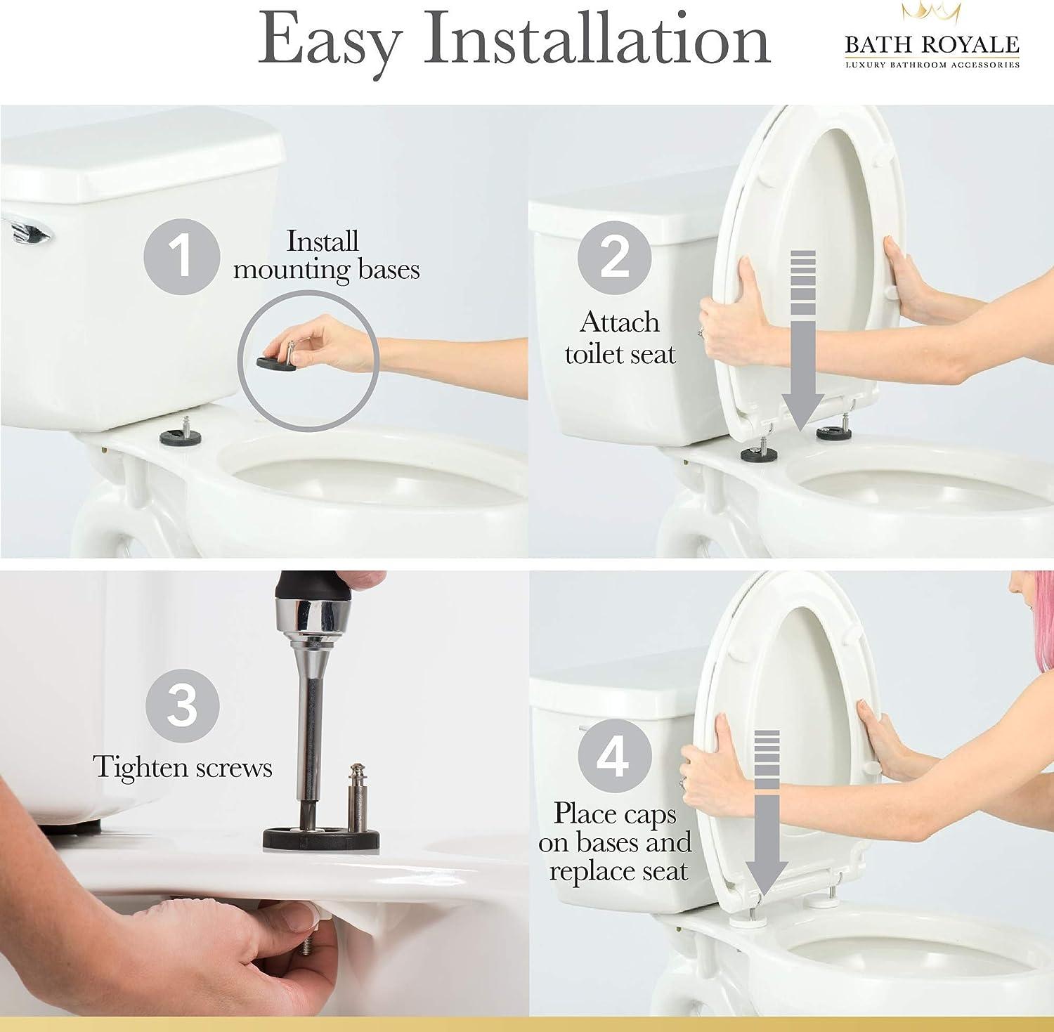 Round Toilet Seat, White, Soft Close, StainResistant and Easy to Clean, Fits All Toilet Brands