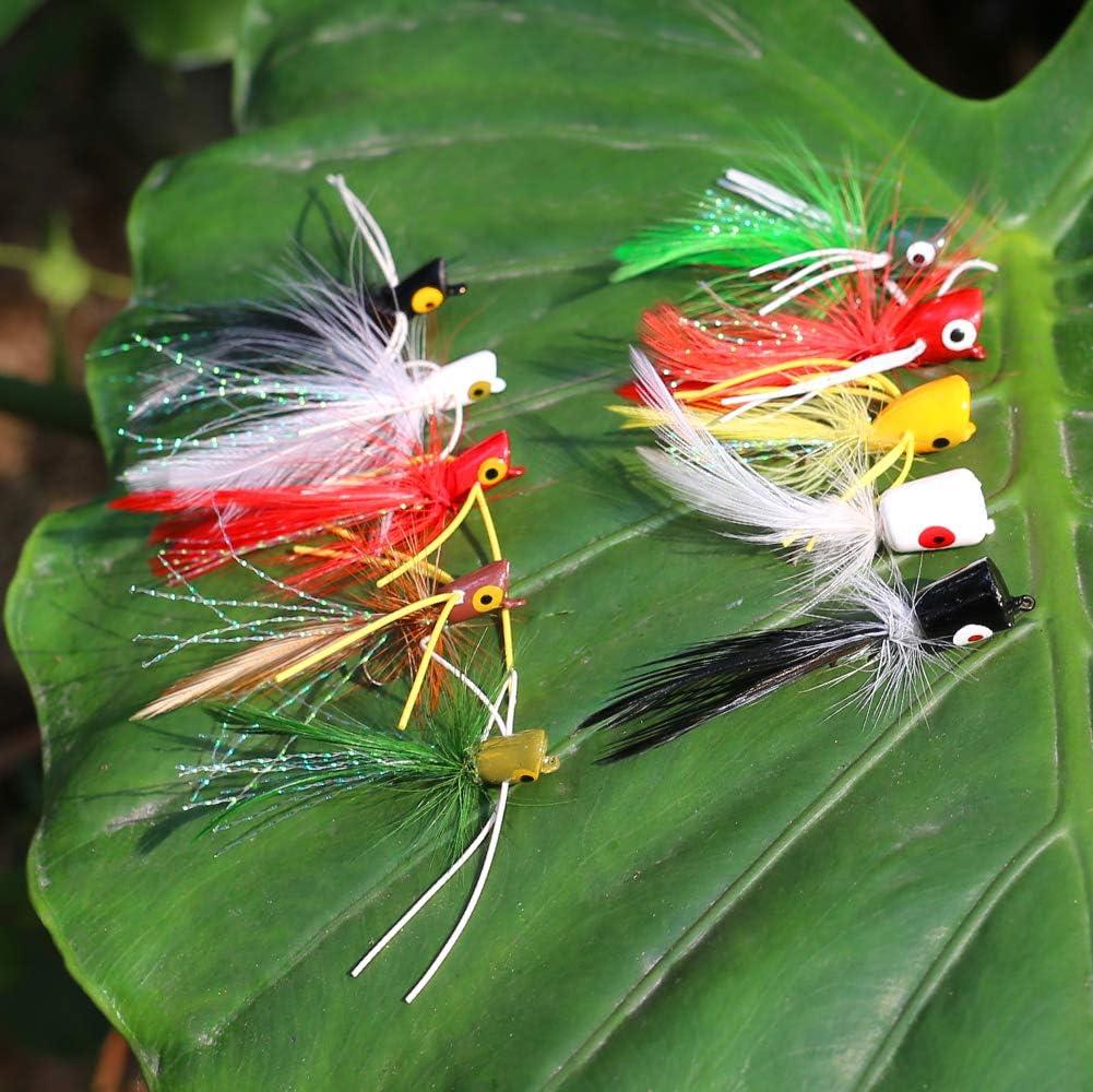 XFISHMAN Popper-Flies-for-Fly-Fishing-Topwater-Bass-Panfish-Bluegill  Poppers Flies Bugs Lures