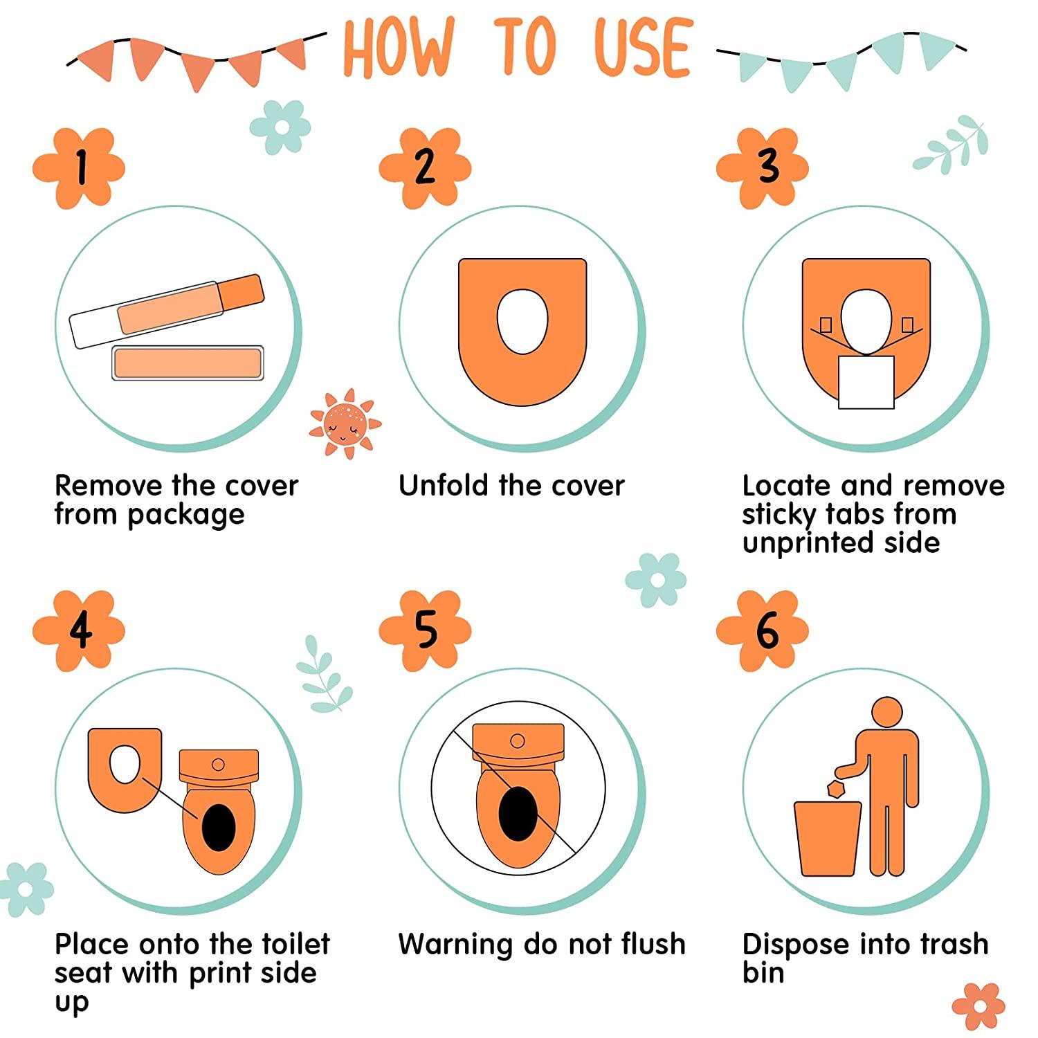 50 Pack Extra Large Toilet Seat Covers Disposable Waterproof Toddler