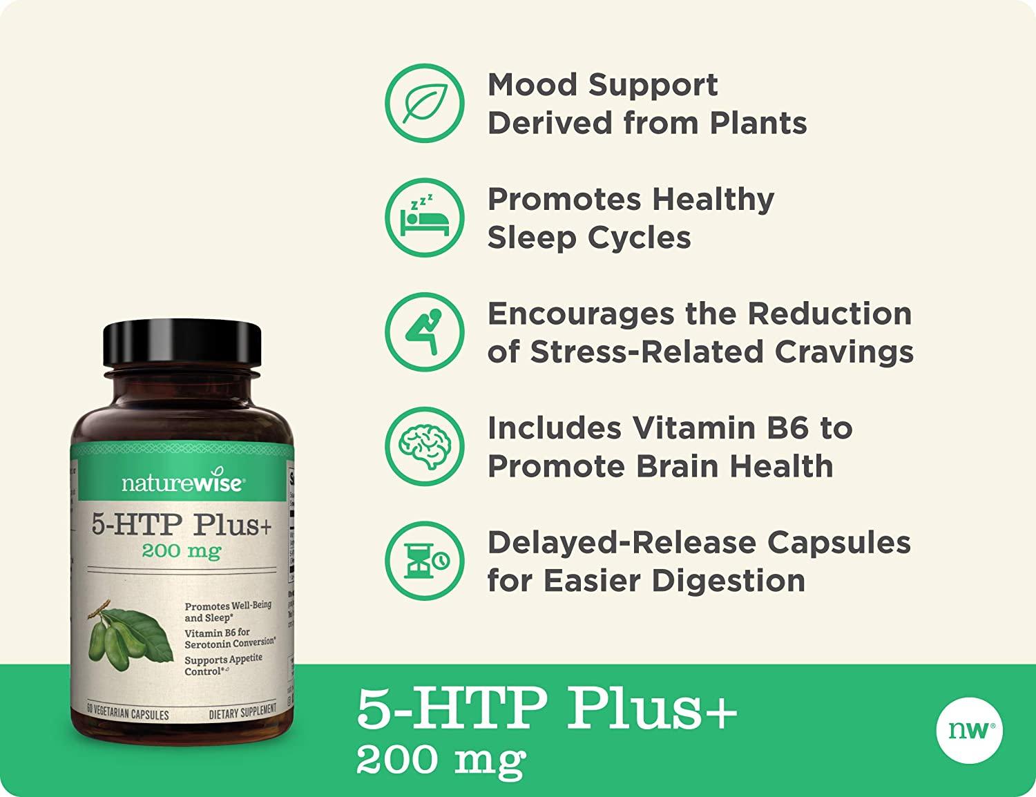 NatureWise 5HTP 200mg Mood Support & Natural Sleep Aid with Vitamin B6