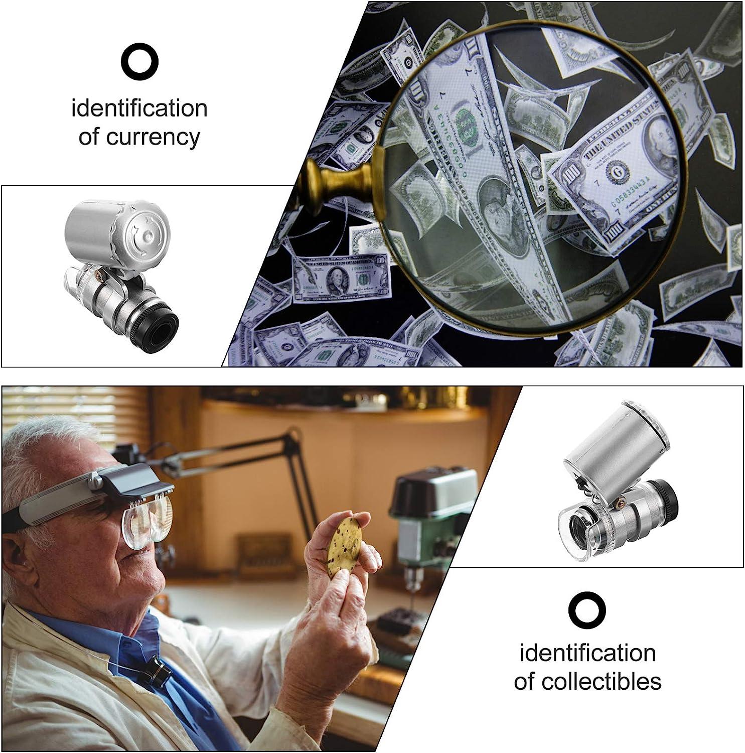 Scicalife 60x Jewelry Microscope, Loupe Magnifier with Light, Coin