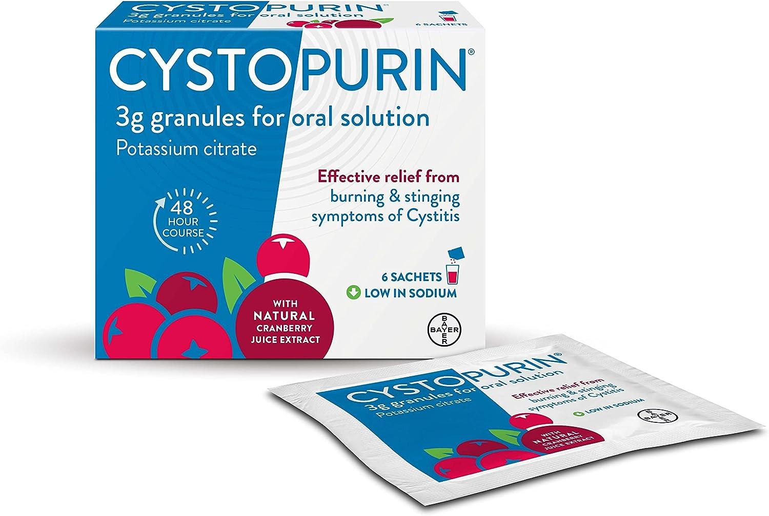 Cystopurin Cranberry Flavour Cystitis Relief 6 Sachets, Low Sodium