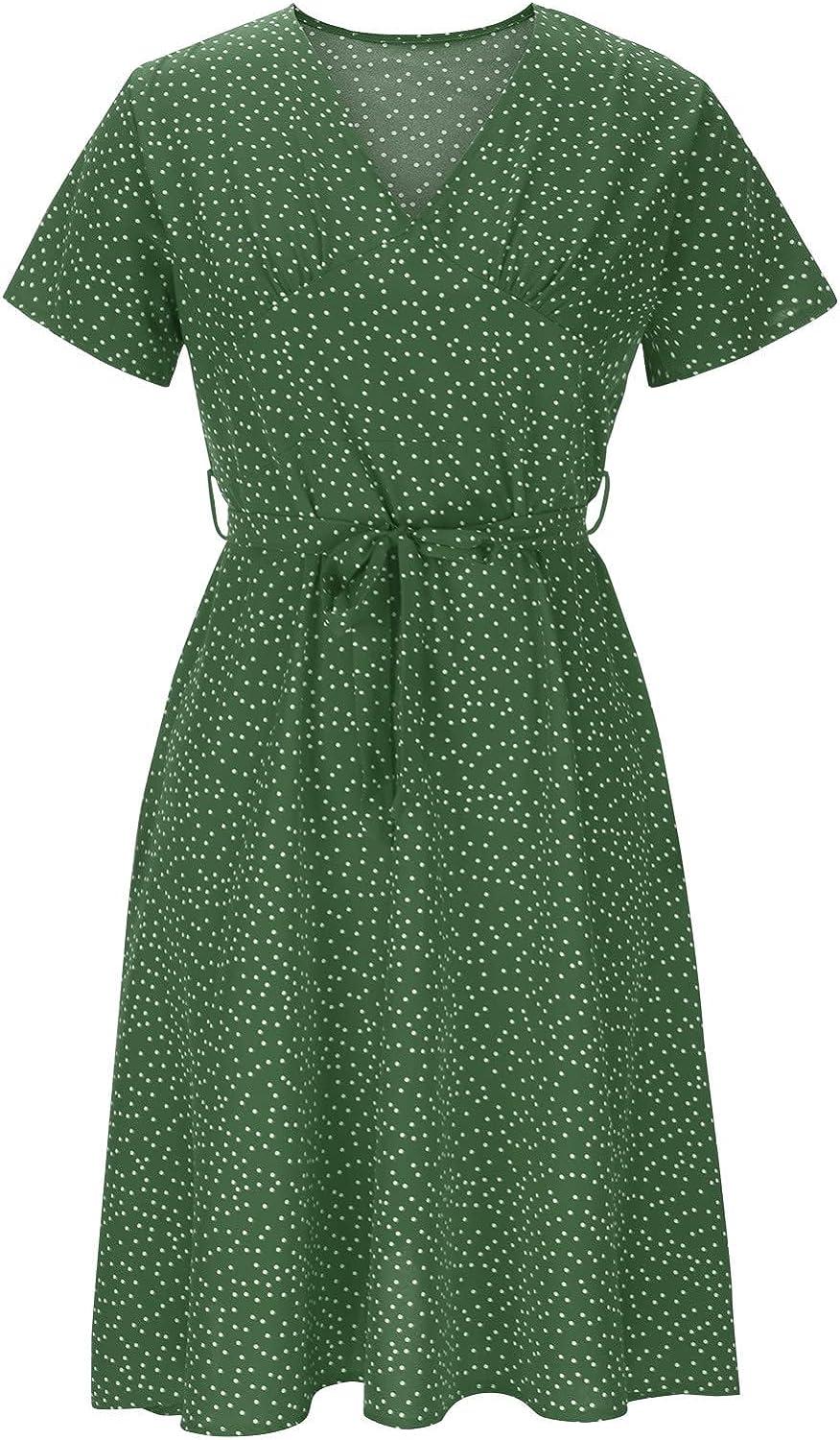 green emerald velvet dress Petal and Pup Women's Ronnie Short Sleeve Midi Dress - Green Blue Stripe