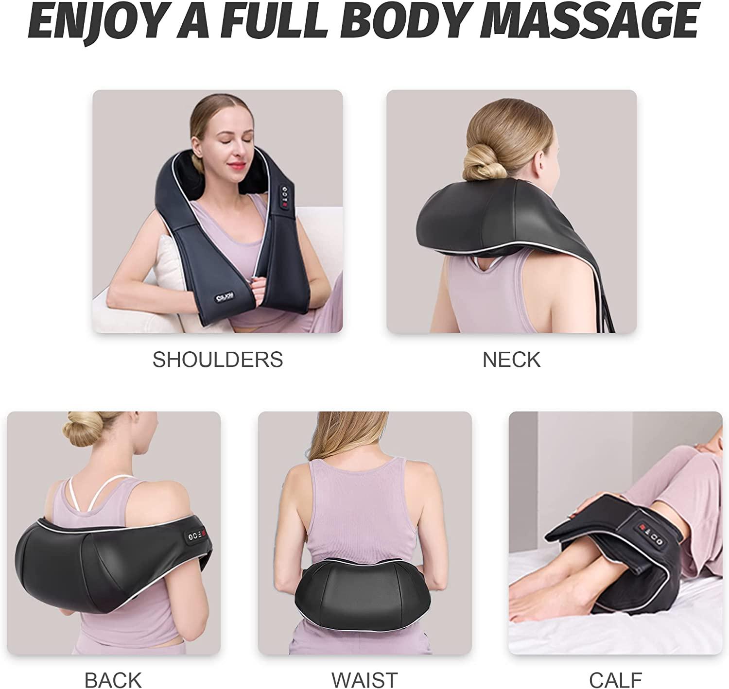Shiatsu Back and Neck Massager with Heat,Electric Deep Tissue 3D Kneading  Massage Pillow for Shoulder, Legs, Foot and Body, Relax Gifts for Women Men  Mom Dad Black