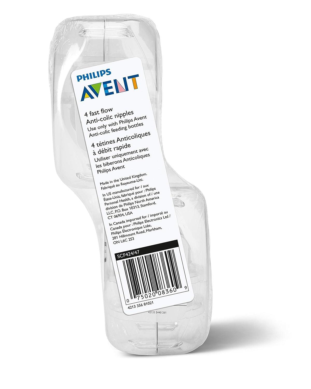 Philips AVENT Anti-Colic Baby Bottle Flow 2 Nipple, 4pk, SCY Flow 2 1  months 4 Count (Pack of 1) 