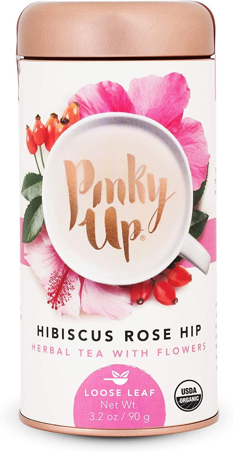 Pinky Up Organic Hibiscus Tea Loose Leaf Rosehip Blend Whole Leaf