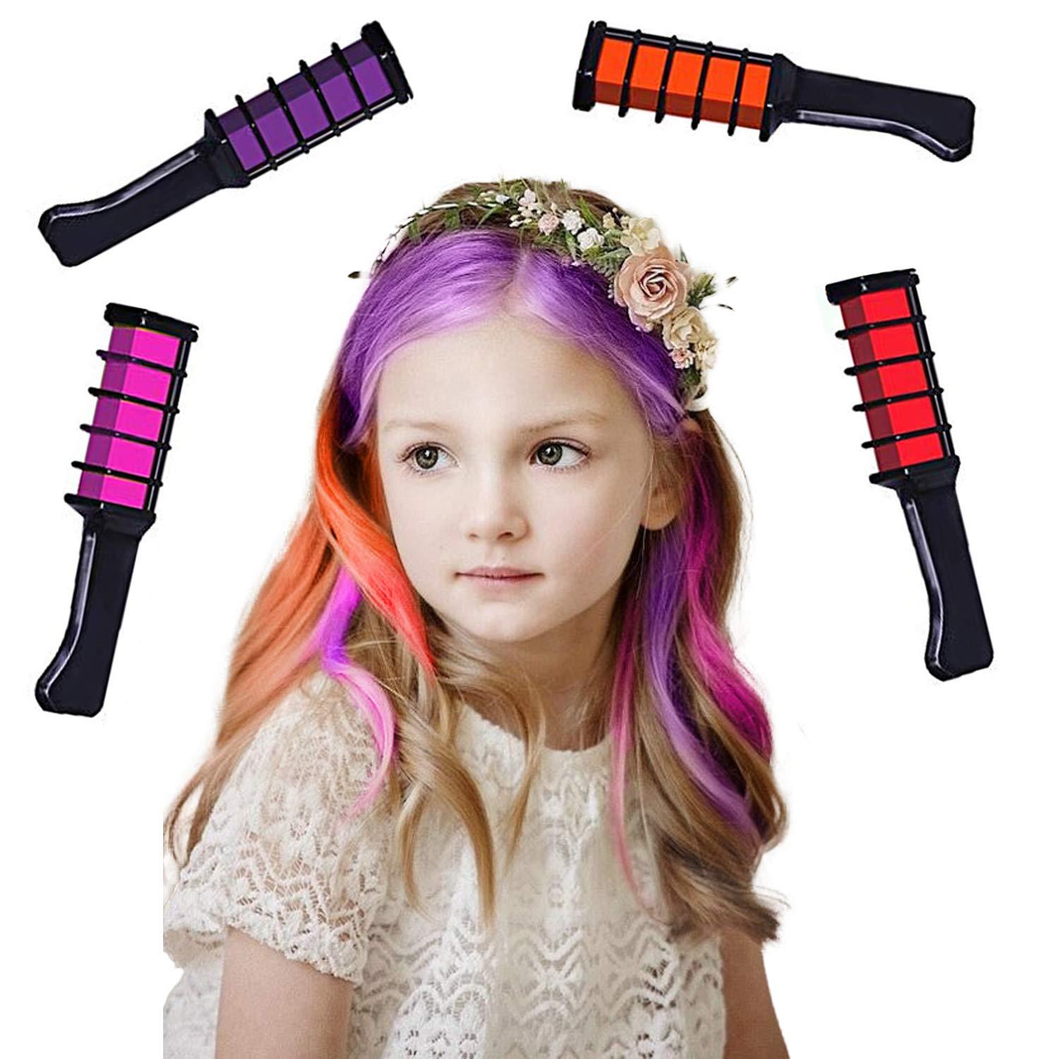Hair Chalk for Kids Girls, Temporary Bright Hair Color Dye for Kids Gifts  for Girls Age 6 7 8-12+Colour Hairspray for Birthday Children's Day  Halloween Christmas Party Cosplay DIY(Black) 
