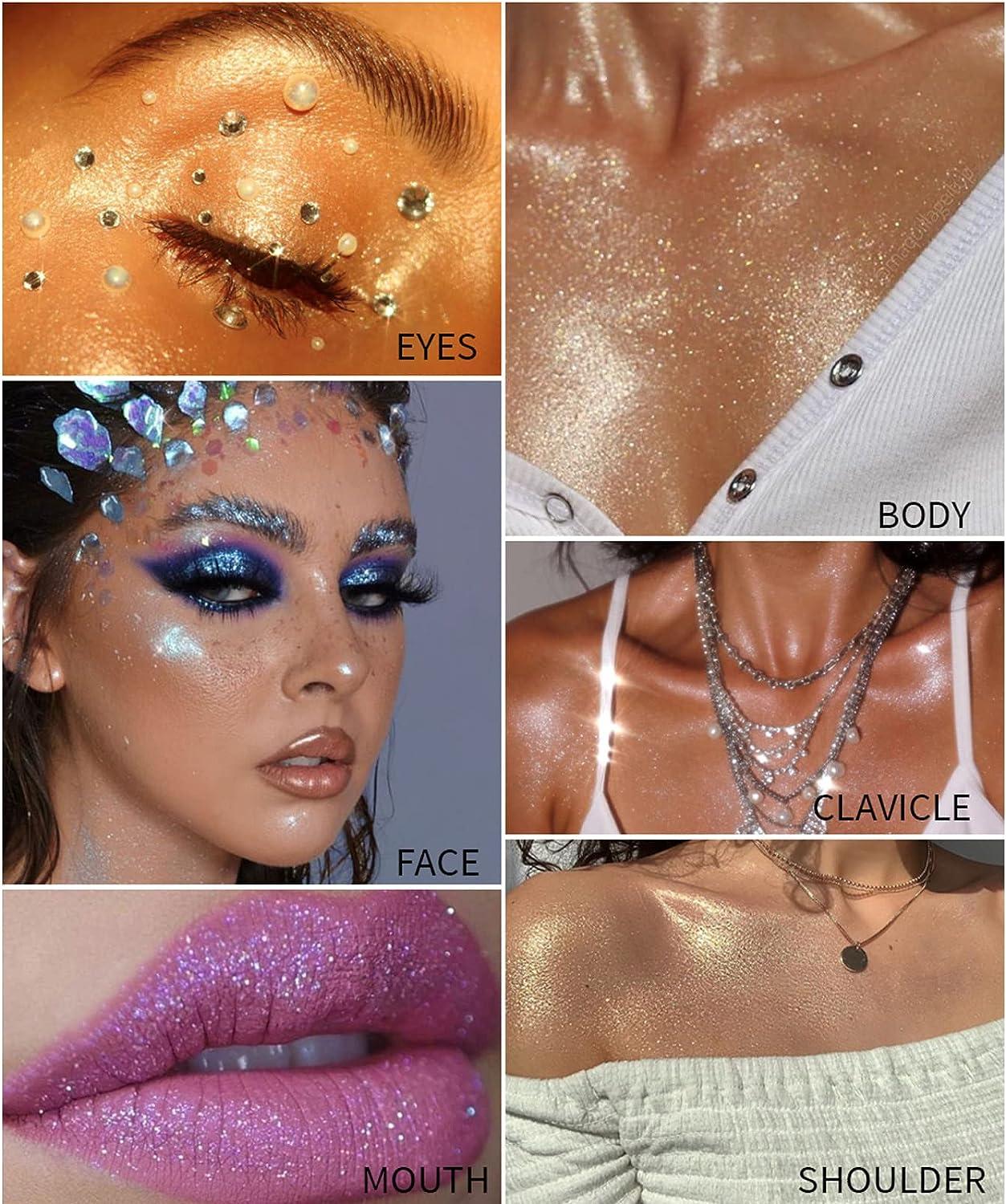 DAGEDA 3 Colors Highlighter Stick Fairy Makeup Powder for Face, Hair