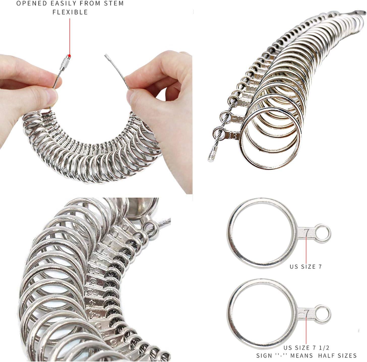 NIUPIKA Ring Sizer Measuring Tool Measure Finger Rings Sizing Set Metal Ring  Mandrel Gauge US Size 1-13 Jewelry Tools Sizers Kit of 27 Pieces