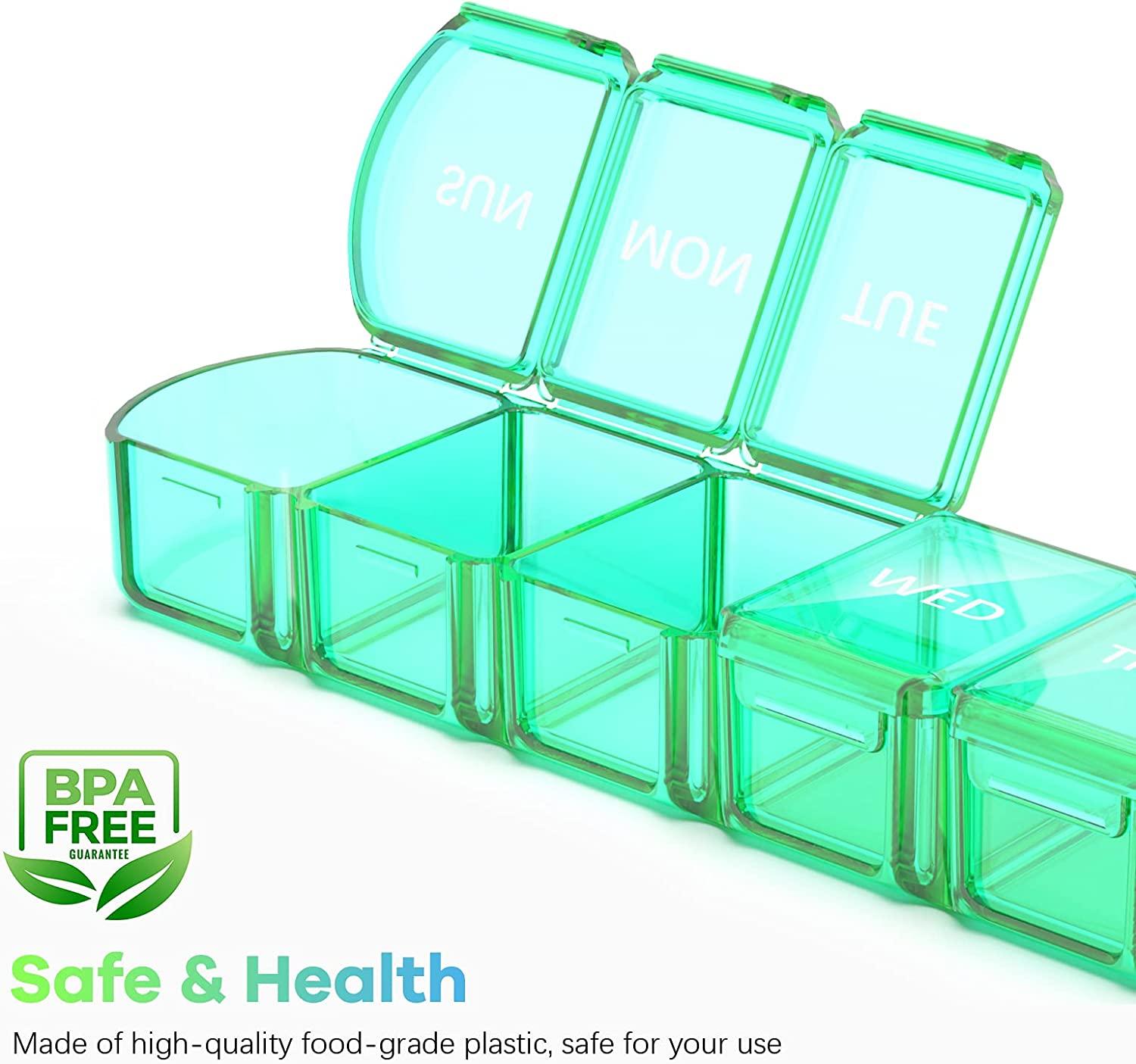 Extra Large Pill Organizer 2 Pack, XL Pill Box 7 Day, Weekly Pill Case
