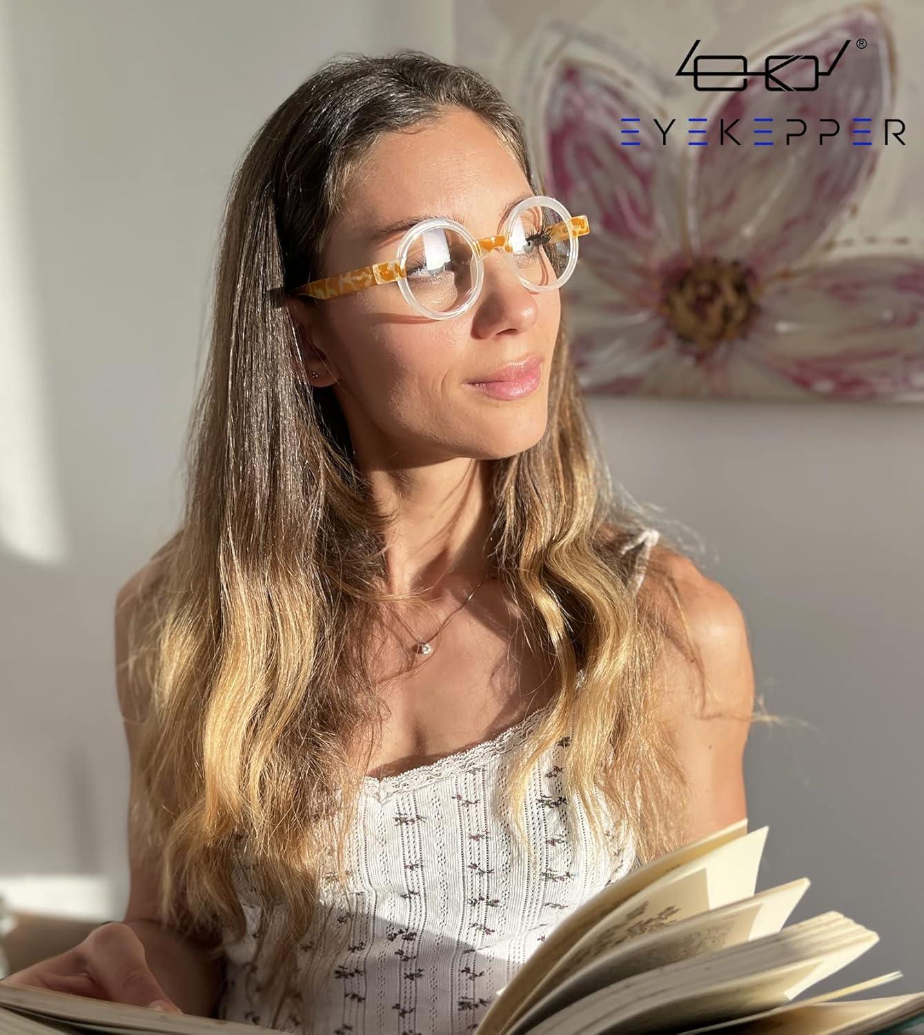 Eyekepper Round Reading Glasses for Women Retro Yellow/Tortoise