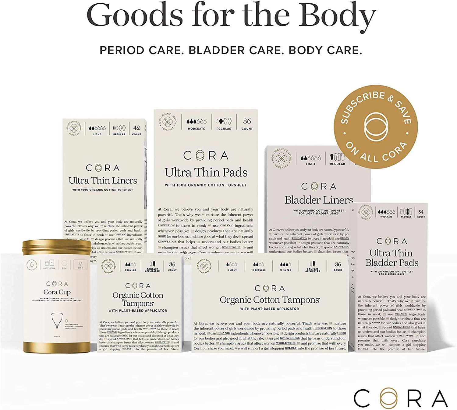 Cora 100 Organic Cotton NonApplicator Tampons Regular/Super