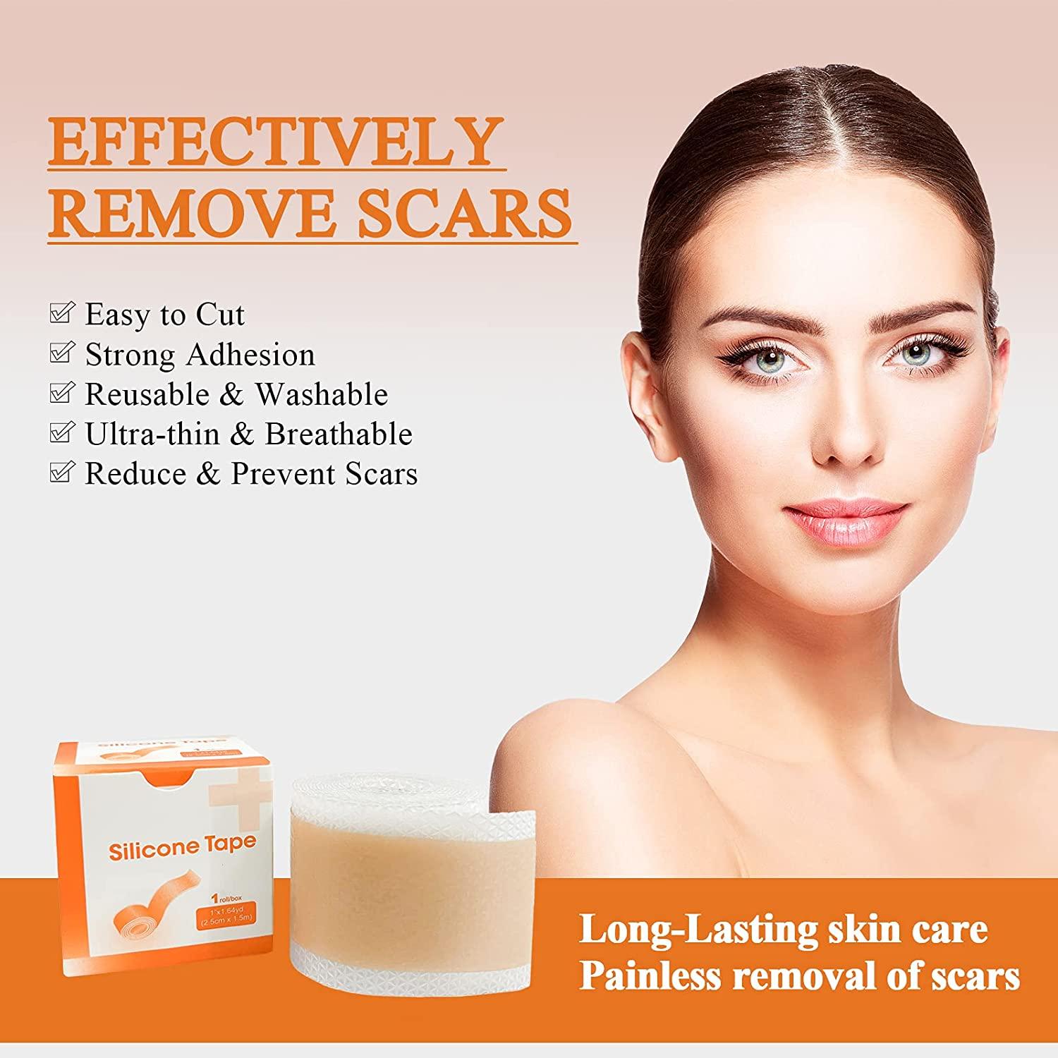 Silicone Scar Tape (1" x 60"Roll),Medical Silicone Tape for Scars