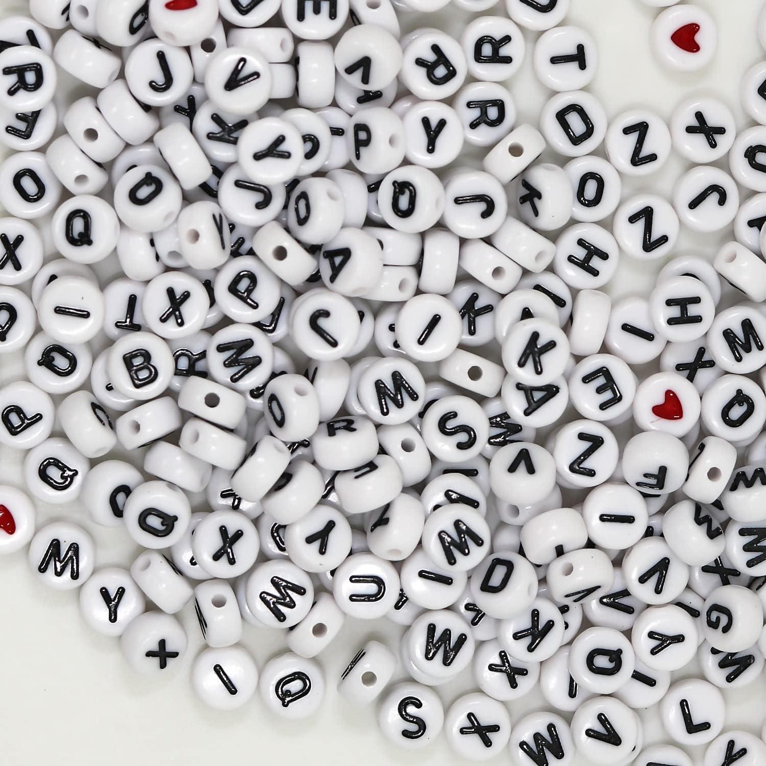 WangLaap 1450Pcs Letter Beads, Acrylic 4x7mm Round Letter Beads