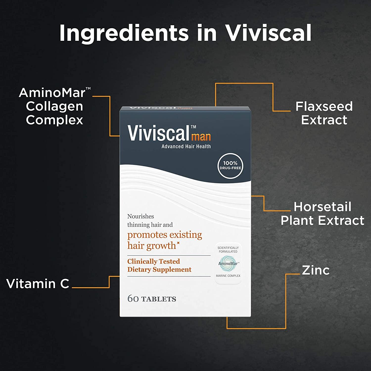 Viviscal Mens Hair Growth Supplements for Thicker Fuller Hair Clinically Proven with Proprietary