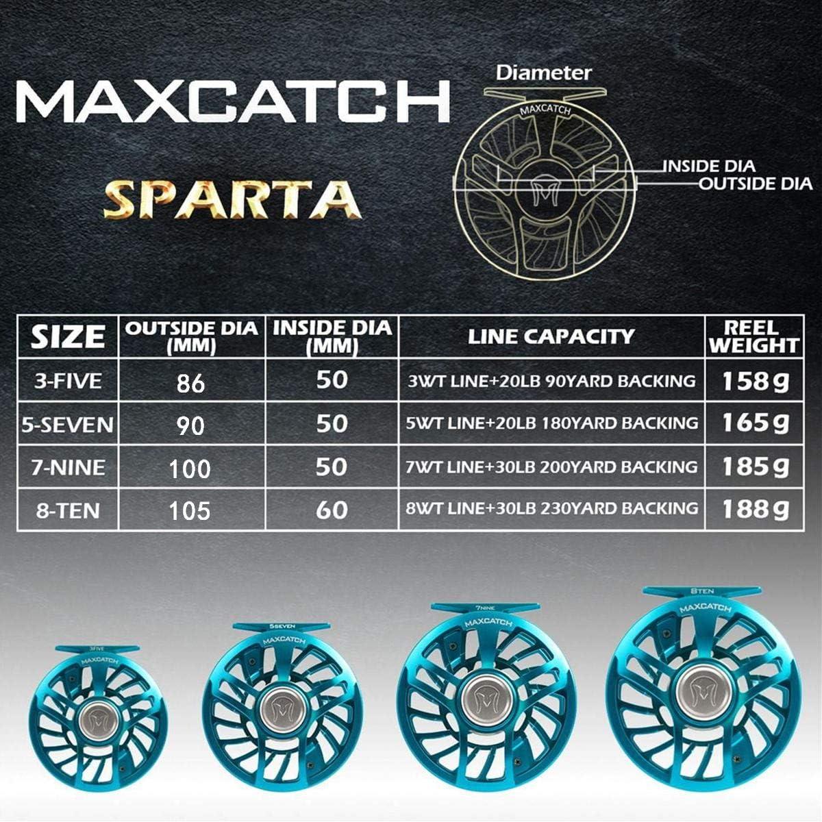 Maxcatch Sparta Fly Reel Fully Sealed Lightweight Expert Fly Fishing Reel(3/5wt,  5/7wt, 7/9wt, 8/10wt) Ice Blue 7/9wt