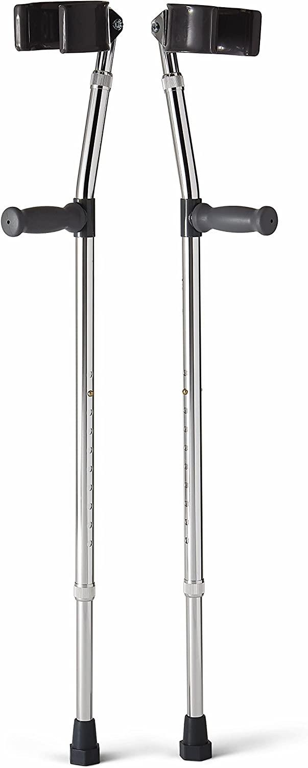 Medline Aluminum Forearm Crutches, Adult, Pack of 2