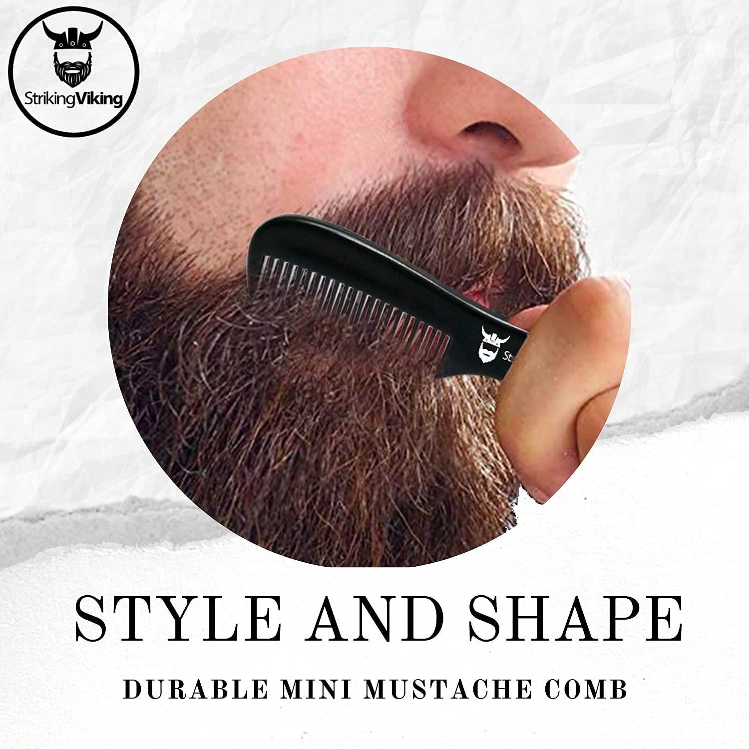 Striking Viking Mustache Wax and Comb Kit 2 Oz Strong Hold Natural
