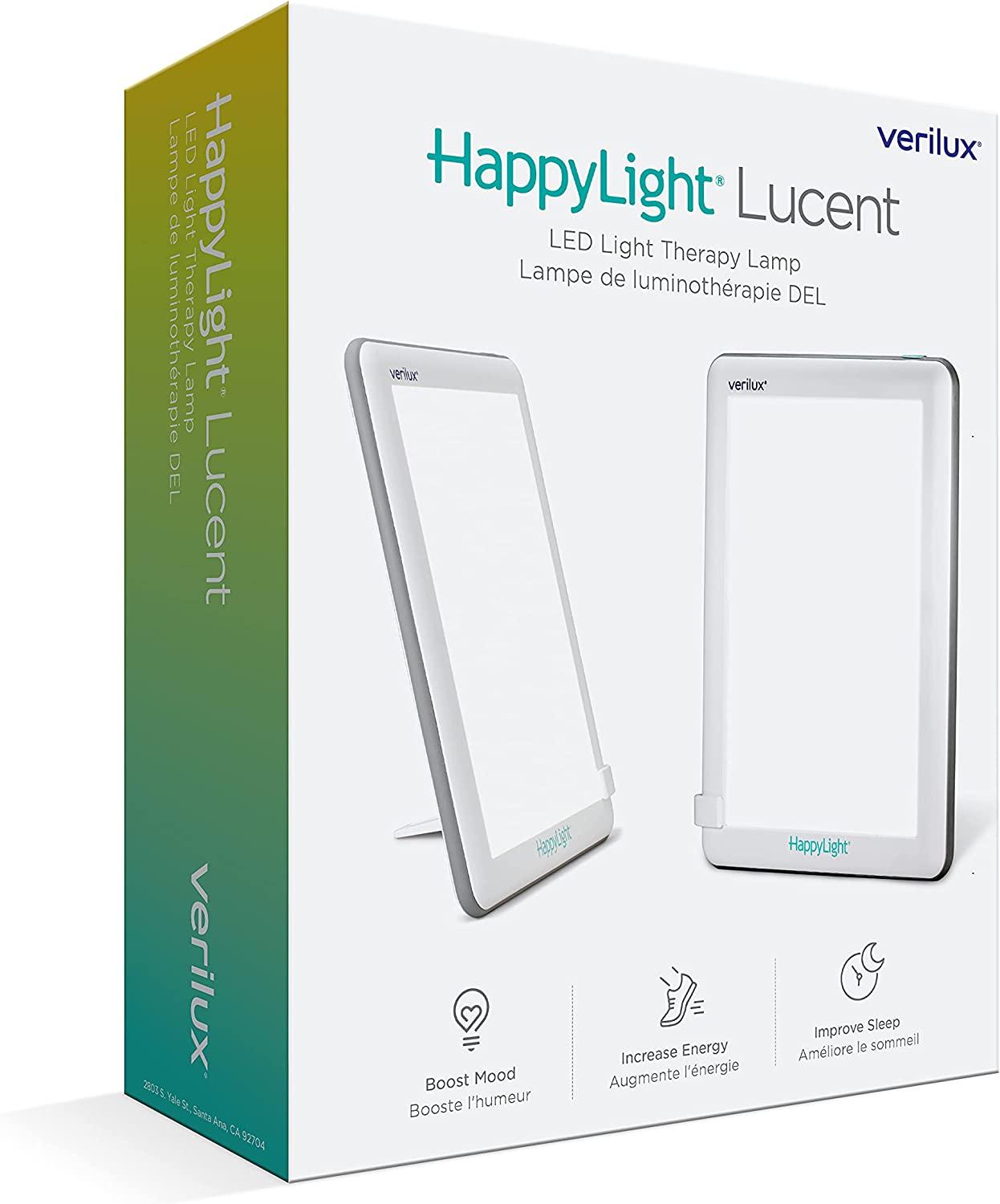Verilux HappyLight Lucent UV-Free LED Therapy Lamp Bright with 10000 Lux Detachable Stand and Wall