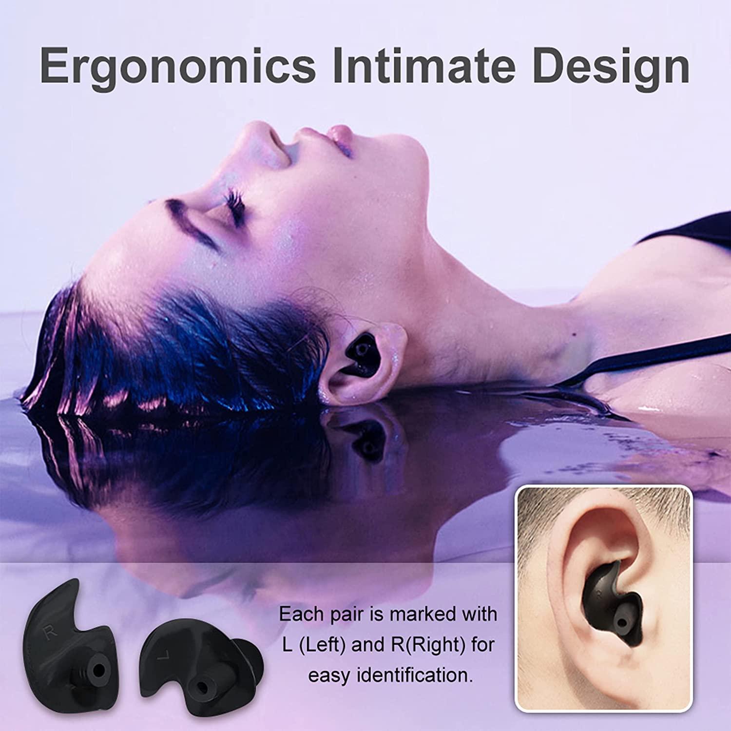 Swimming Ear Plugs 3 Pairs Professional Waterproof Reusable Silicone