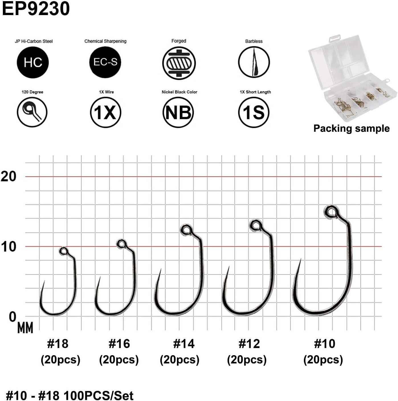 Eupheng Prime Assortment Barbless Fly Fishing Hooks Dry Wet Nymph Streamer  Caddis Shrimp Pupea Jig Collection High Carbon Competition Great Value  Package EP9230-100PCS #10-#18 Collection Black