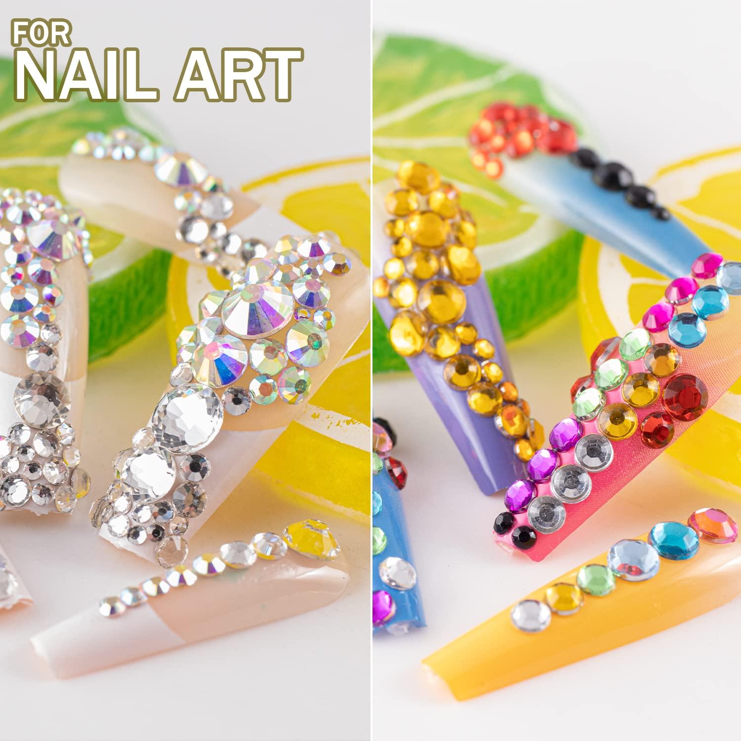 Nail Art Rhinestone Set 3, Glass Mixed Faux Pearl Nail Gems Kit With  Tweezers, Rhinestone Picker Pen, Triangular Box For Nail Art Decoration On  Bags, Phone Case, Etc.