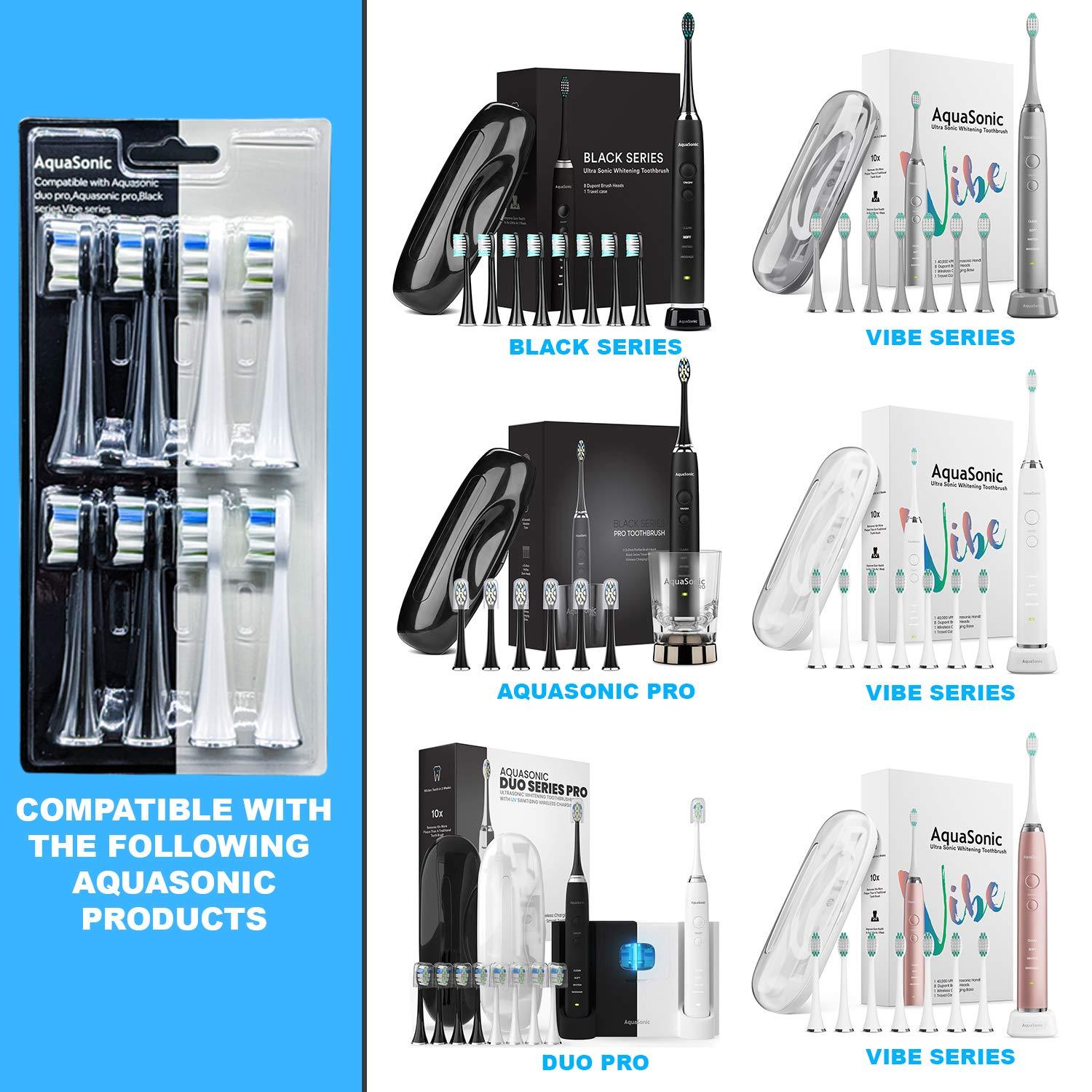 AquaSonic Duo PRO 8pack replacement brush heads Upgraded ProFlex