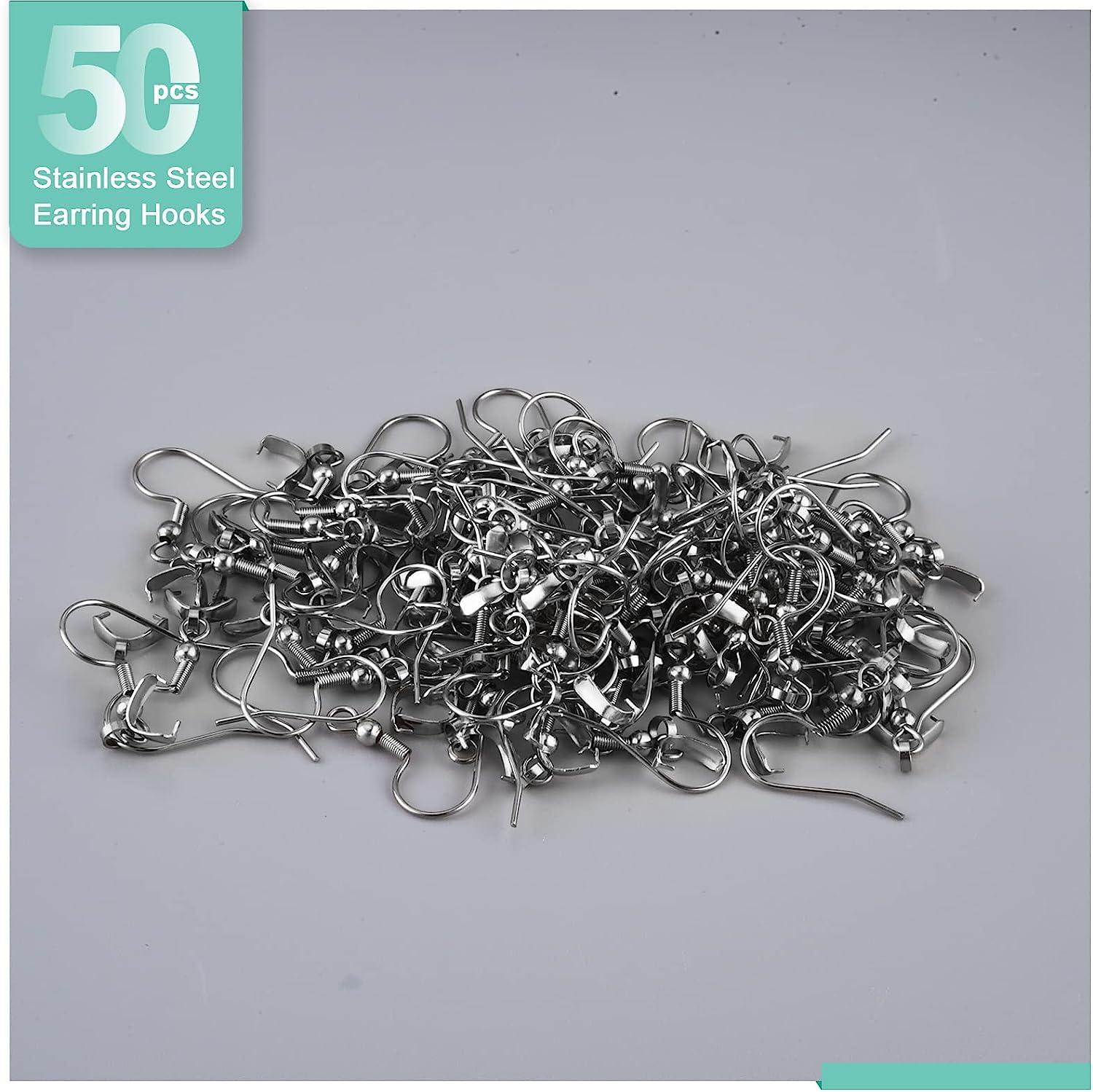 Buy 50Pcs/25Pairs Silver Earring Hooks for Jewelry Making,Thick