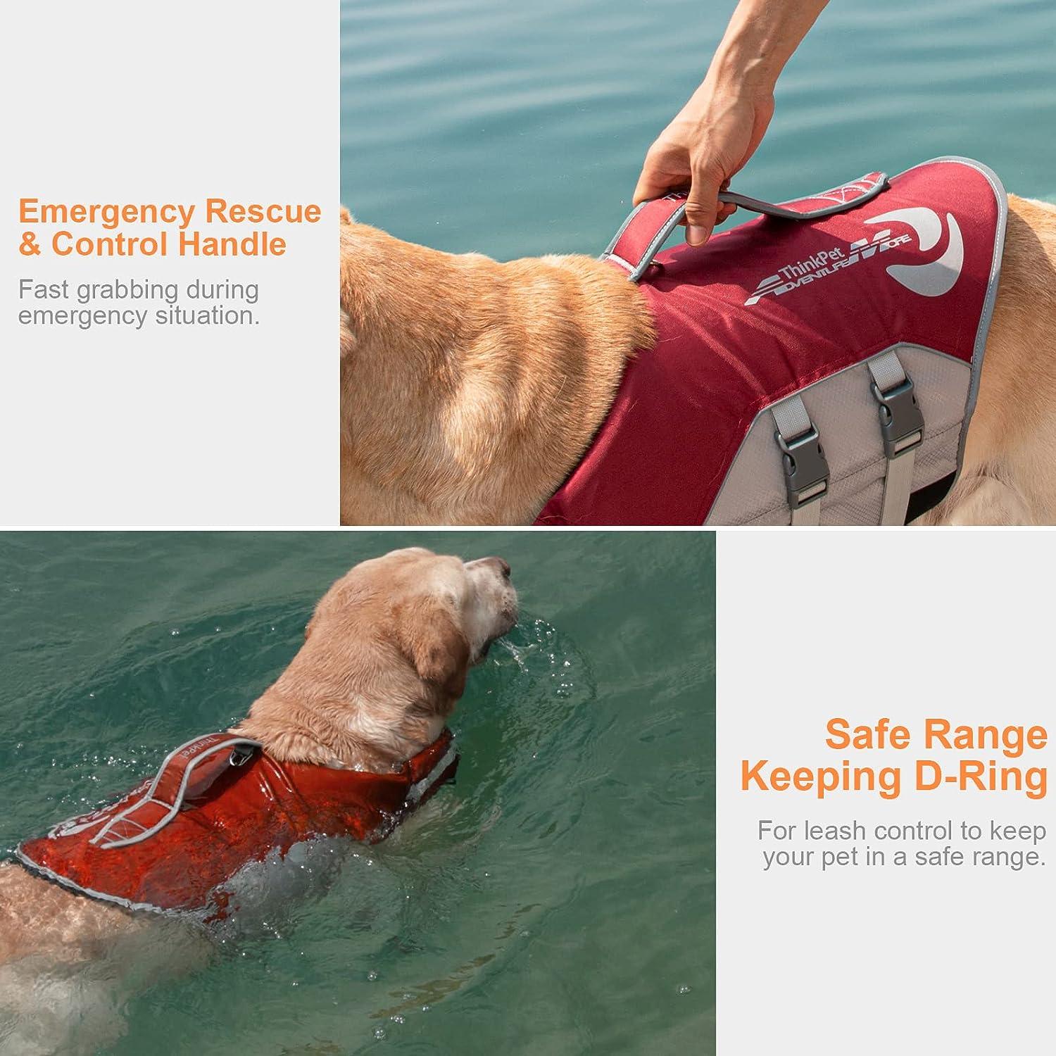 ThinkPet Dog Life Jacket Reflective Lifesaver Floating Vest Adjustable