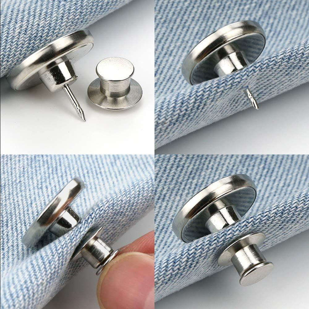 6pcs 17mm Jeans Button Adjustable Button Pins Waist Buckle