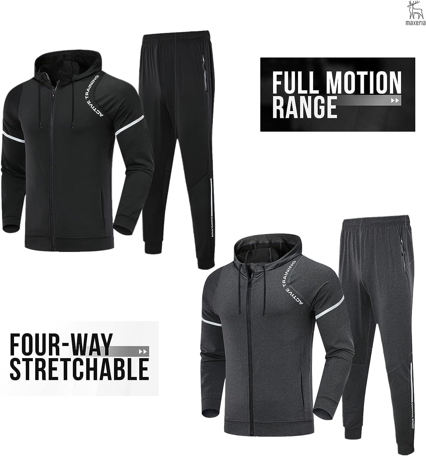 MAXERIA Athletic Zip Up Hoodie Running Jacket for Men Dry Fit Workout  Jacket Men's Fashion Reflective Jacket Black Medium