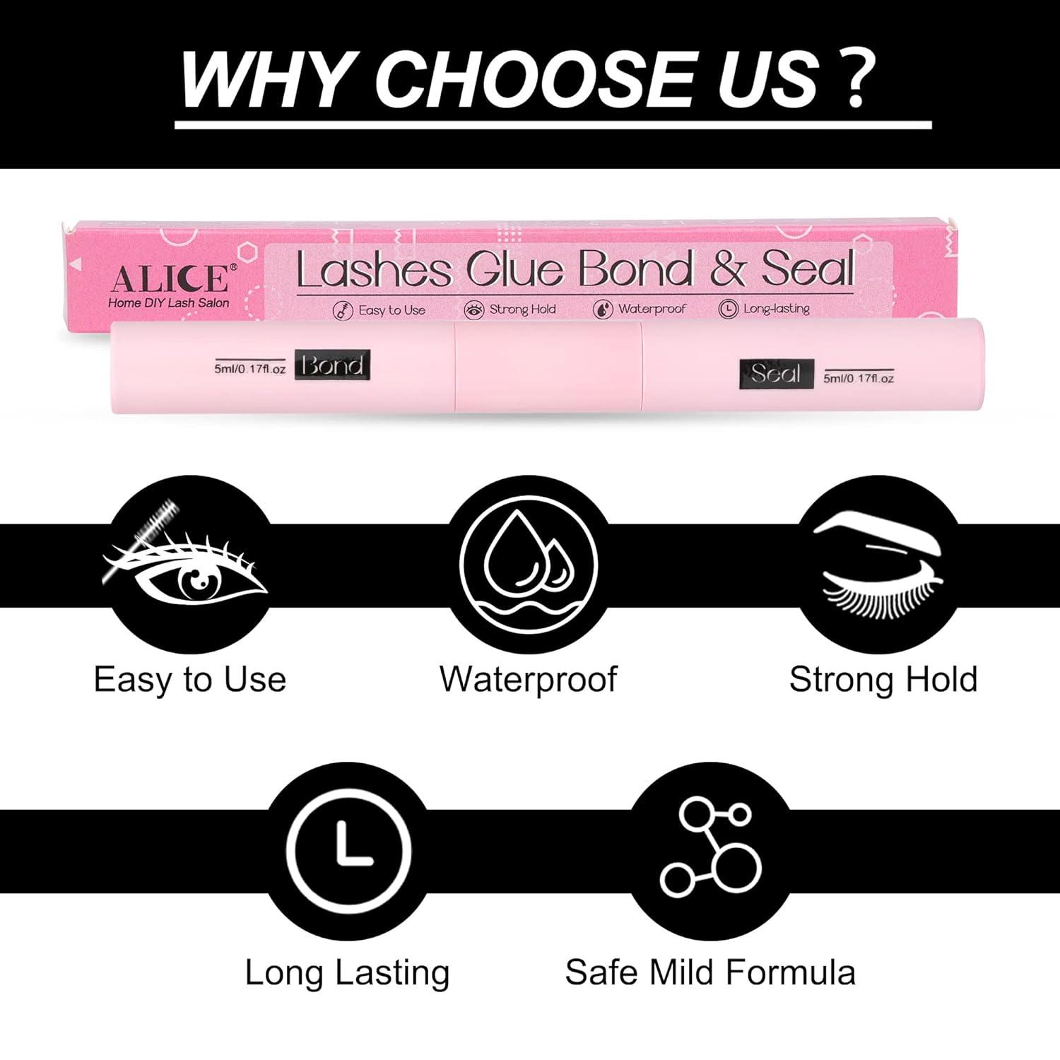 Cluster Lashes Glue Black Bond and Seal for DIY Lash Extension Strong