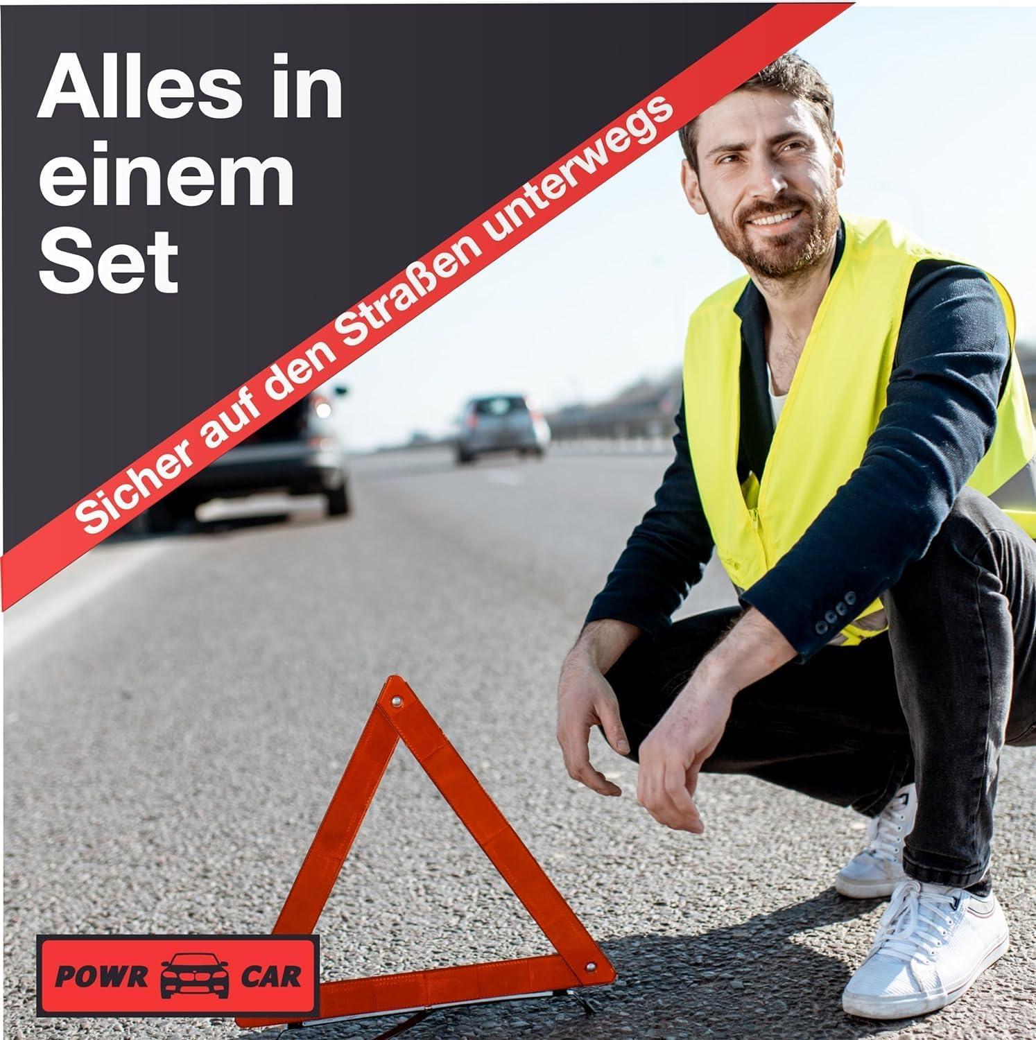 Rau Car Combination Bag Red (3 In 1) Current 2026 – All Inclusive: Warning Triangle Safety Vest First Aid Bag DIN 13164 Masks – Tested StVO - View #4